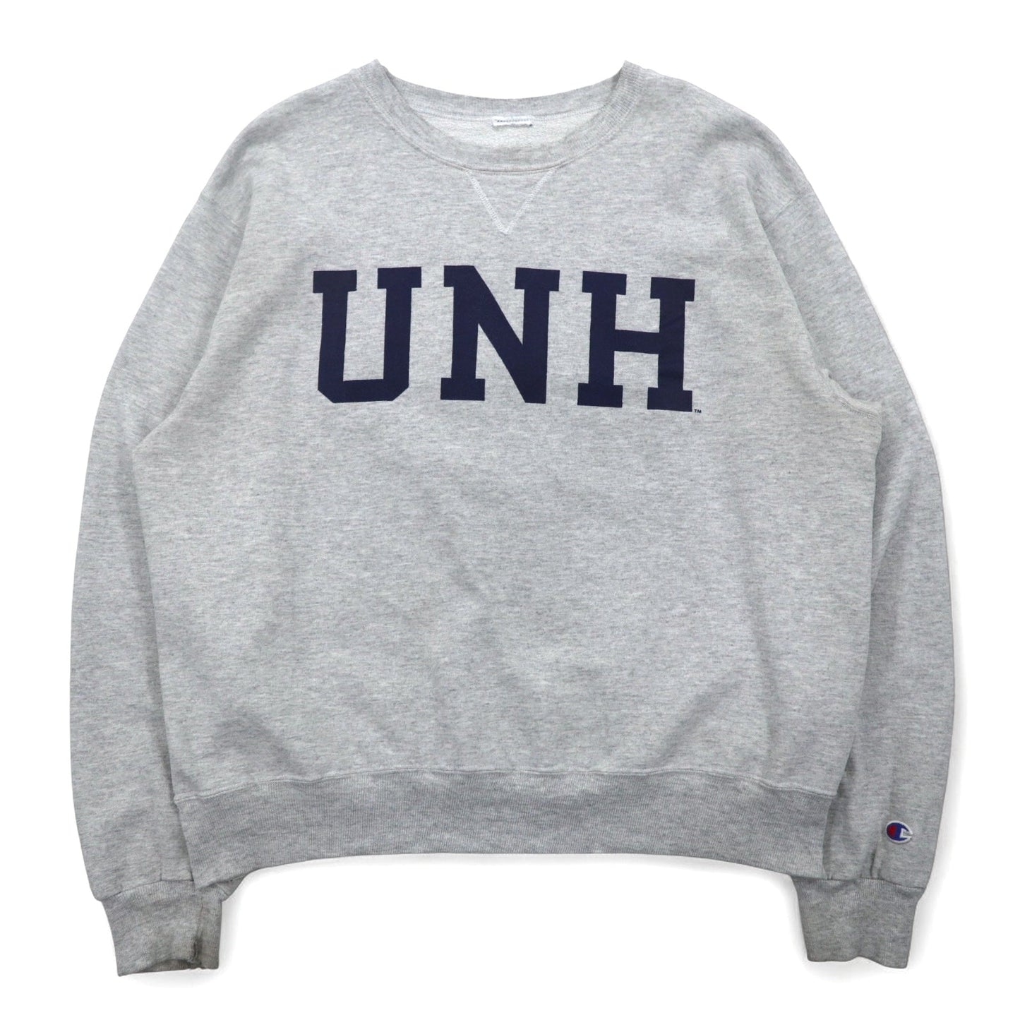 Champion College Print Sweatshirt, Large, Gray, Cotton, UNH