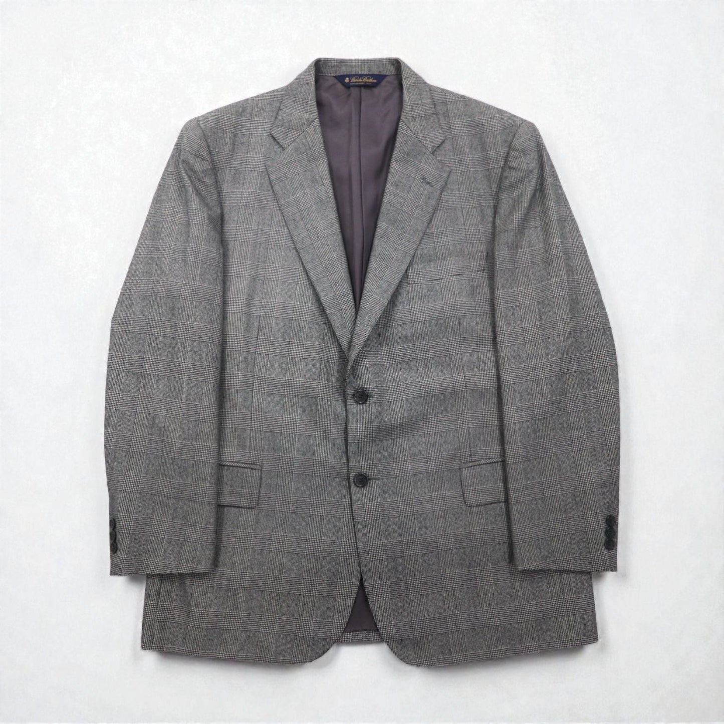 Brooks Brothers 2B セットアップ スーツ L グレンチェック ウール 2タック ワイド センタープレス