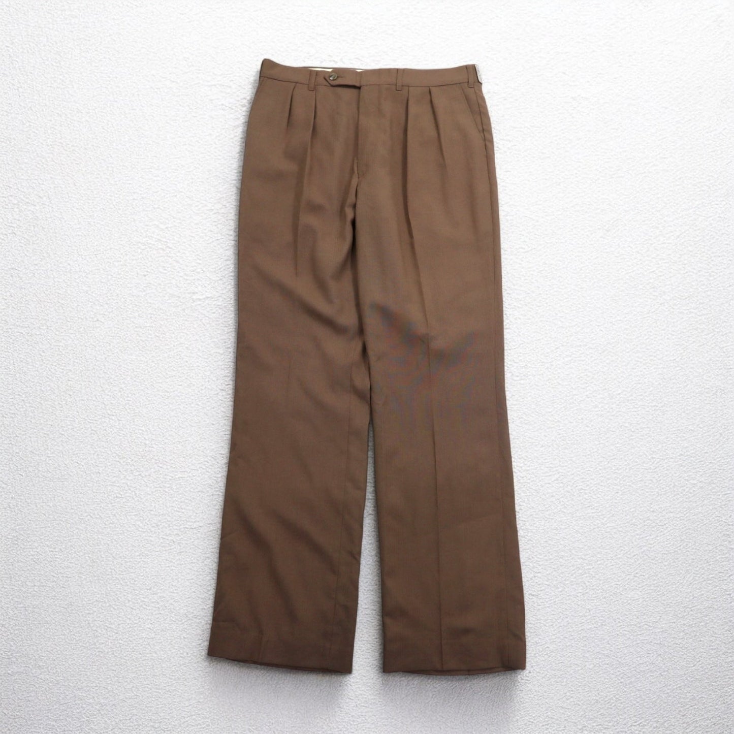 J.C.Penney 80年代 USA製 The Fox Collection 2タック スラックスパンツ L ブラウン ロケットTALONジップ デッドストック 未使用品
