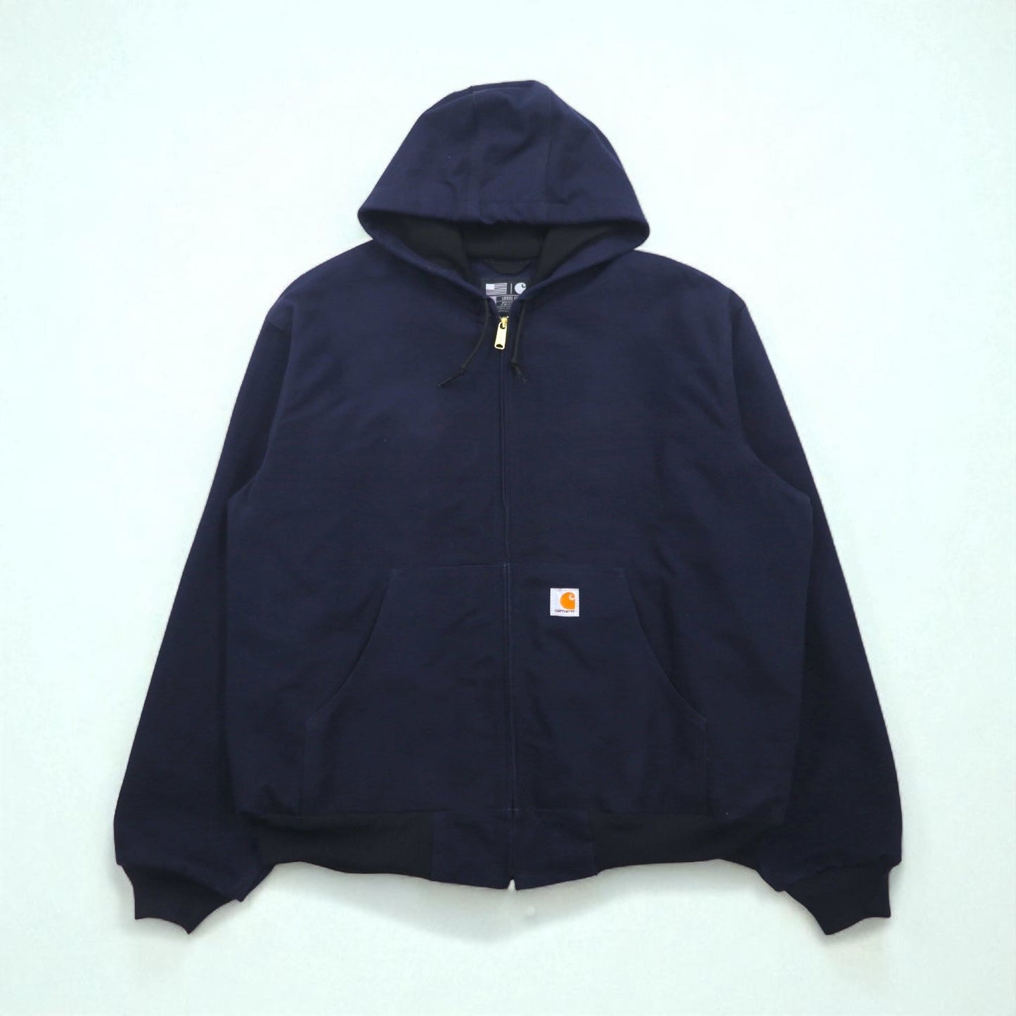 Carhartt USA-Made Loose Fit Duck Active Jacket, Full-Zip Hoodie, 2XL, Navy, UFCW J131