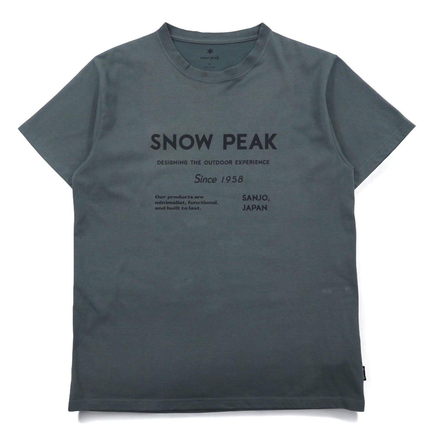 Snow Peak Typography T-Shirt, Medium, Gray, Cotton, SP Typography T-Shirt, TS-24AU101