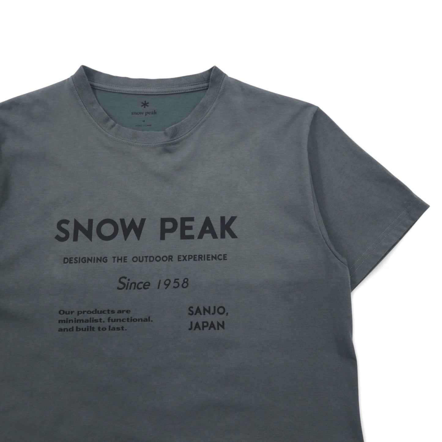 Snow Peak Typography T-Shirt, Medium, Gray, Cotton, SP Typography T-Shirt, TS-24AU101