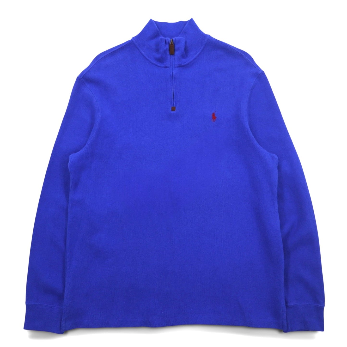 POLO RALPH LAUREN Half-Zip Sweatshirt, Large, Blue Cotton, Small Pony Embroidery