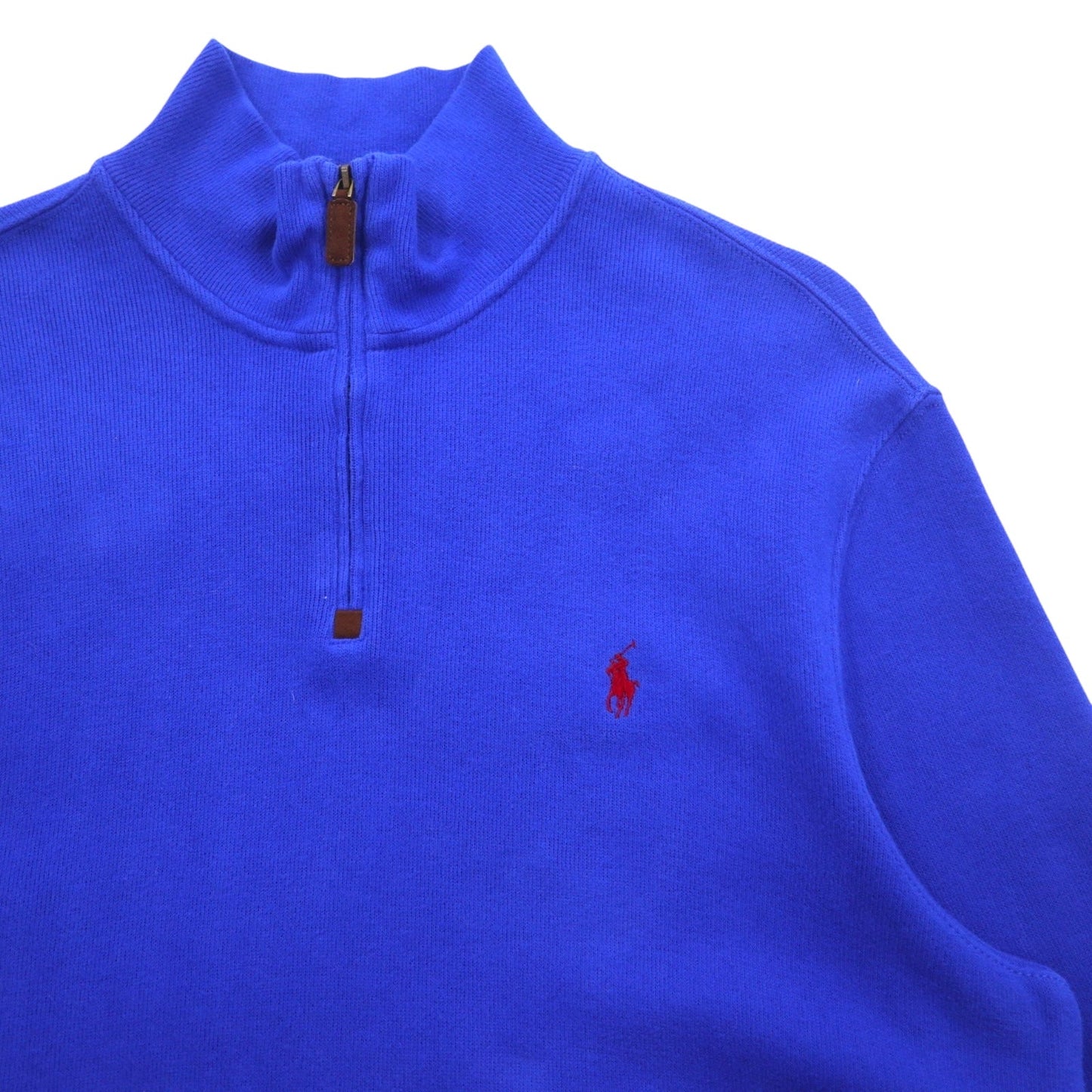 POLO RALPH LAUREN Half-Zip Sweatshirt, Large, Blue Cotton, Small Pony Embroidery