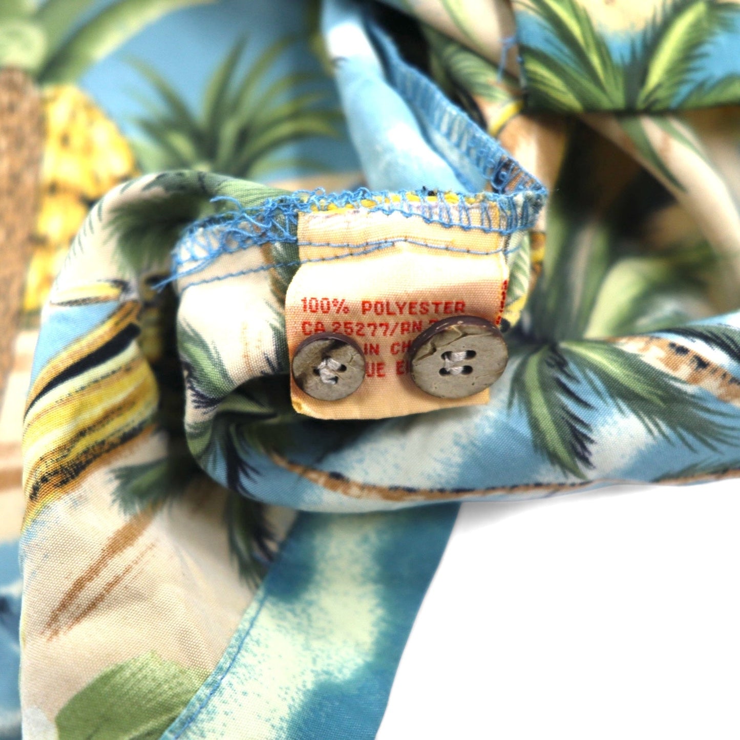 ALOHA JOE Hawaiian Shirt, Open Collar, Size L, Blue, All-Over Print, Palm Trees, Hibiscus, Surfing