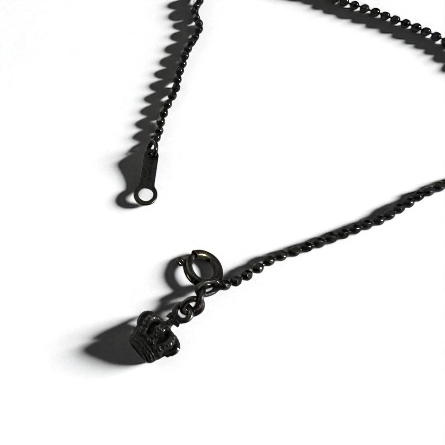 Justin Davis Natural Skull Necklace in Black Spinel and White Topaz with Silver 925 Ball Chain