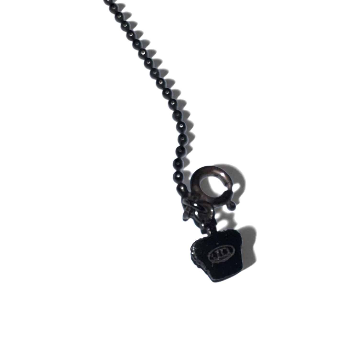Justin Davis Natural Skull Necklace in Black Spinel and White Topaz with Silver 925 Ball Chain