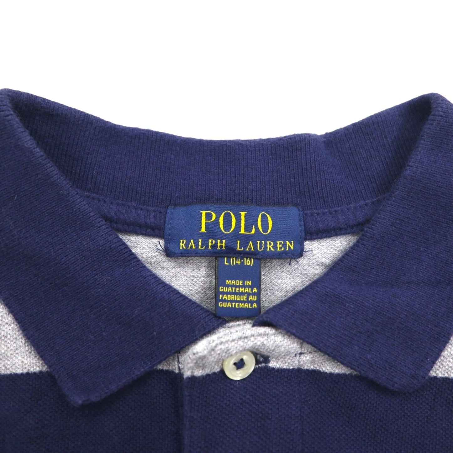 POLO RALPH LAUREN Striped Polo Shirt, Size L, Gray and Navy, Cotton, Pique, Small Pony Embroidery