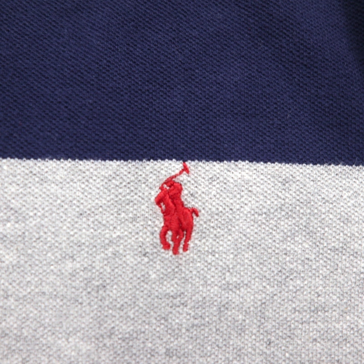 POLO RALPH LAUREN Striped Polo Shirt, Size L, Gray and Navy, Cotton, Pique, Small Pony Embroidery