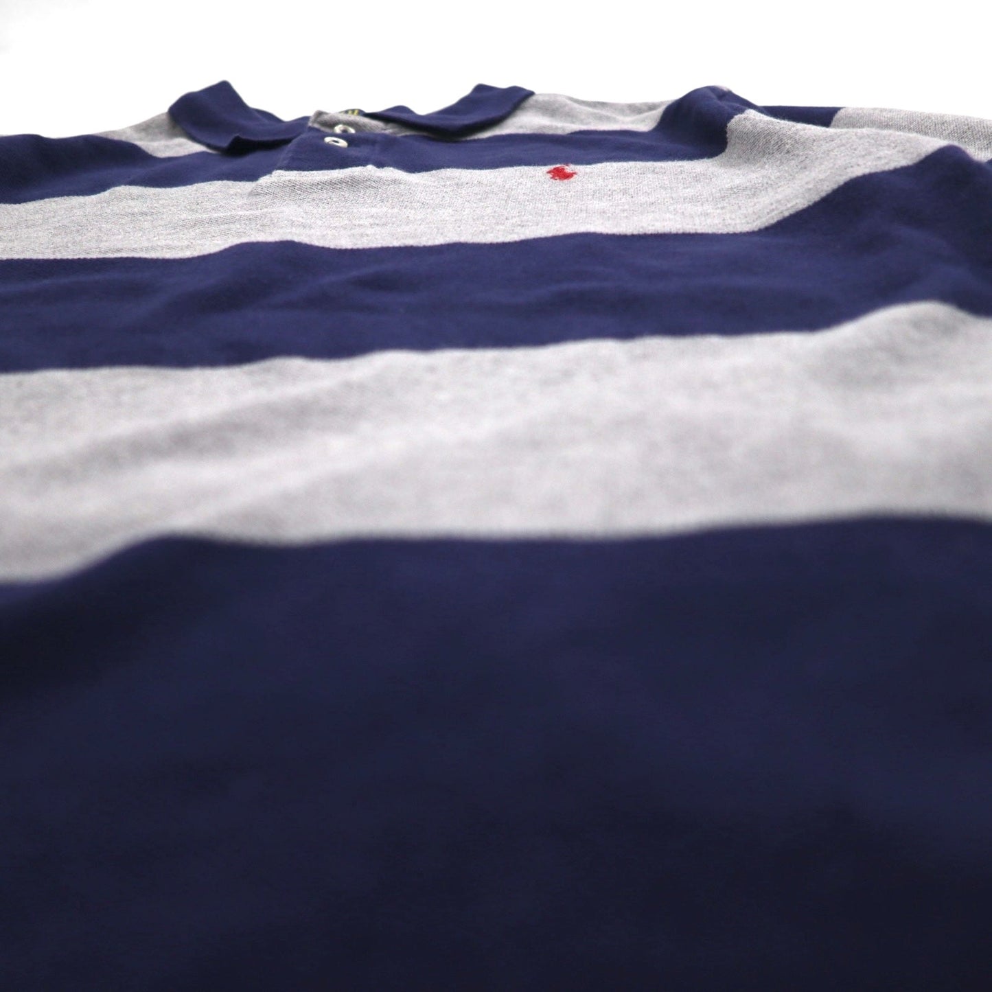 POLO RALPH LAUREN Striped Polo Shirt, Size L, Gray and Navy, Cotton, Pique, Small Pony Embroidery