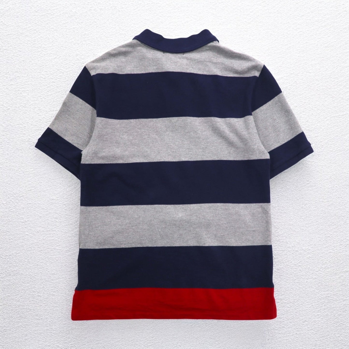 POLO RALPH LAUREN Striped Polo Shirt, Size L, Gray and Navy, Cotton, Pique, Small Pony Embroidery