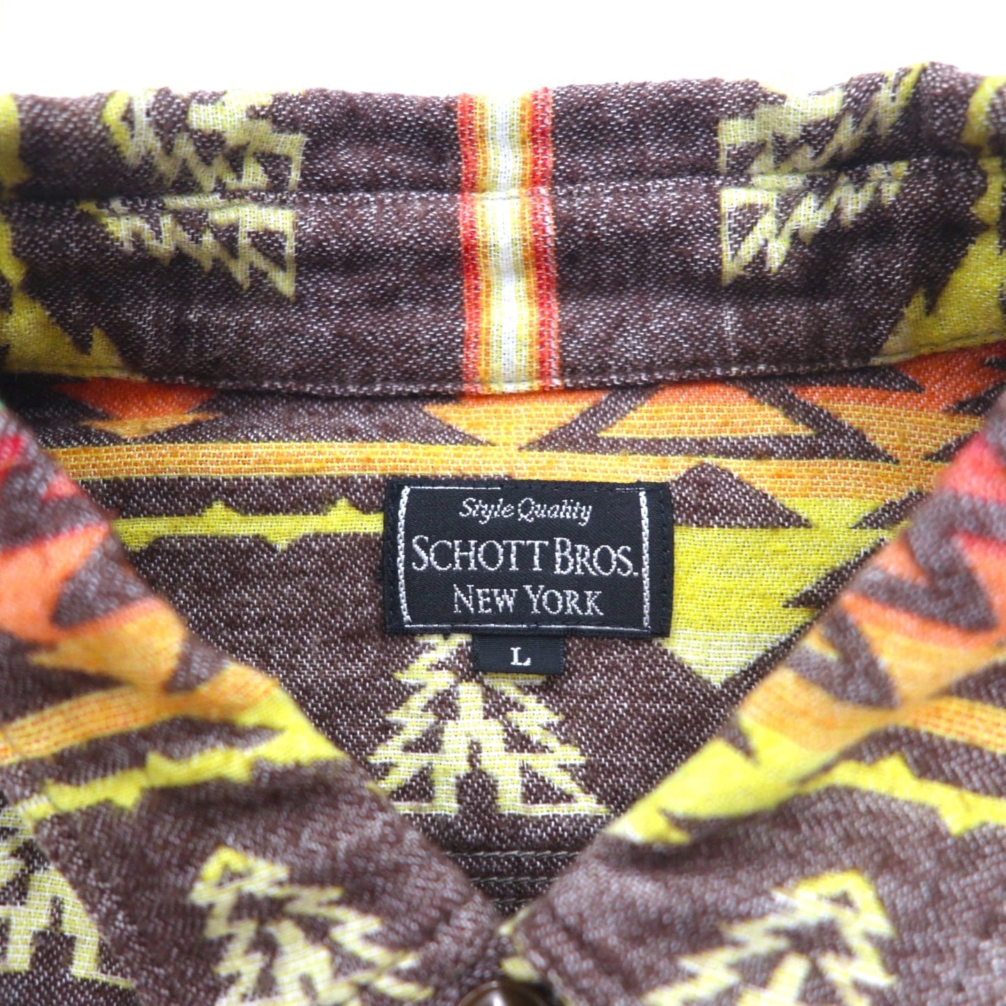 SCHOTT BROS. ネイティブ柄 フランネル シャツ L マルチカラー コットン 胸ポケット 3105047