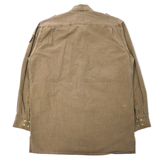 Cabela's 90s Field Shirt, Size L, Khaki Cotton with Epaulettes, Military Style