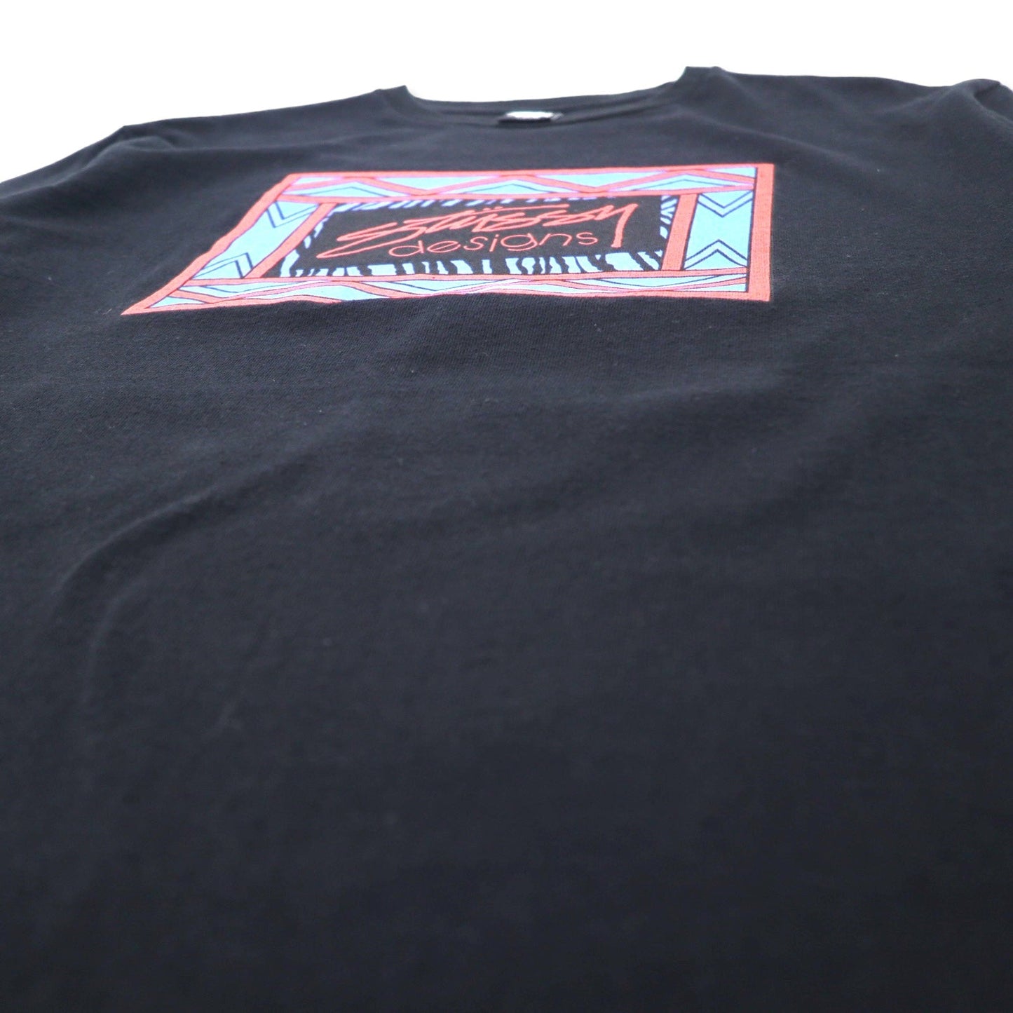 stussy N4 シャネルロゴ プリント Tシャツ L ブラック コットン
