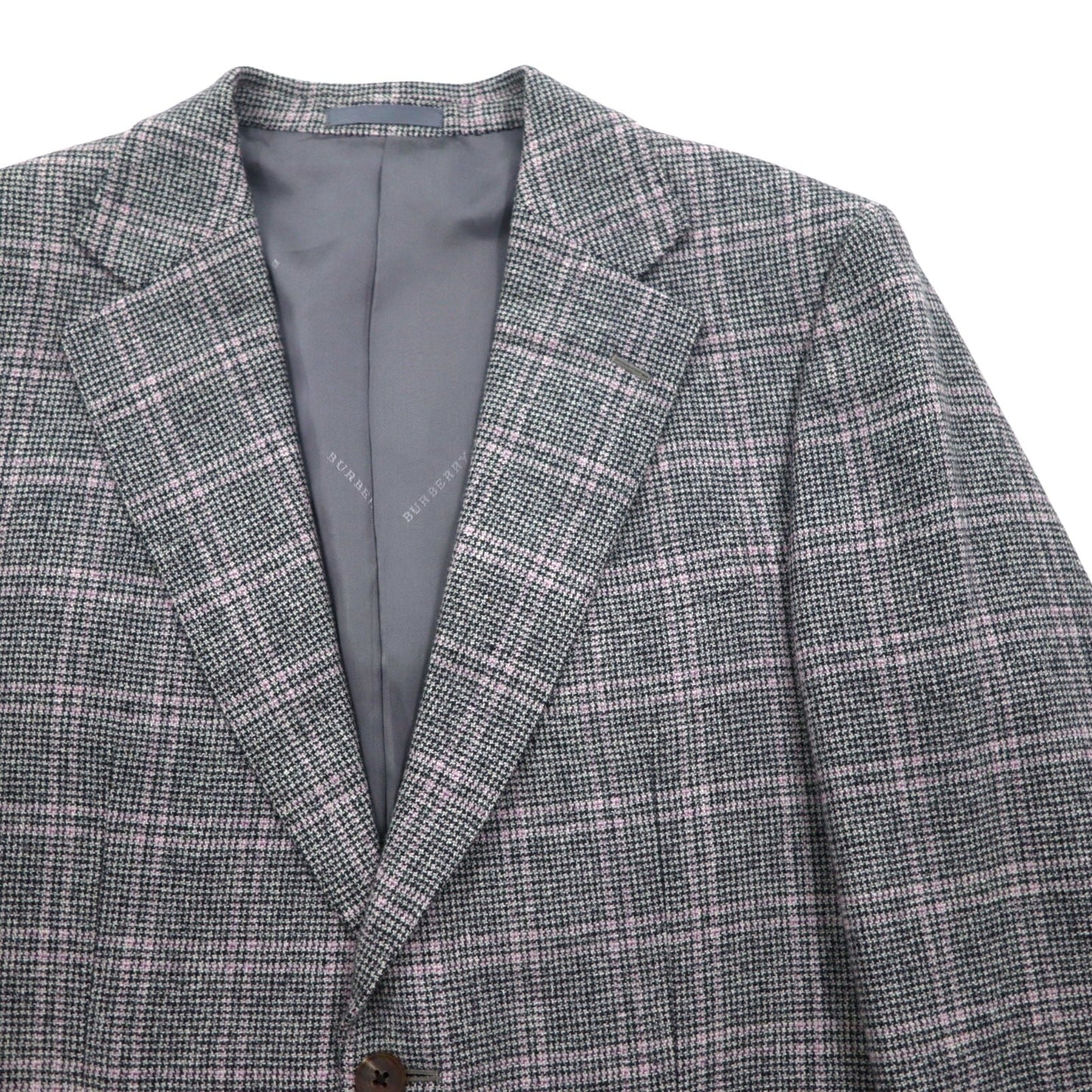 BURBERRY カシミヤ混 2B ツイードジャケット M グレー チェック ウール 羊毛 日本製