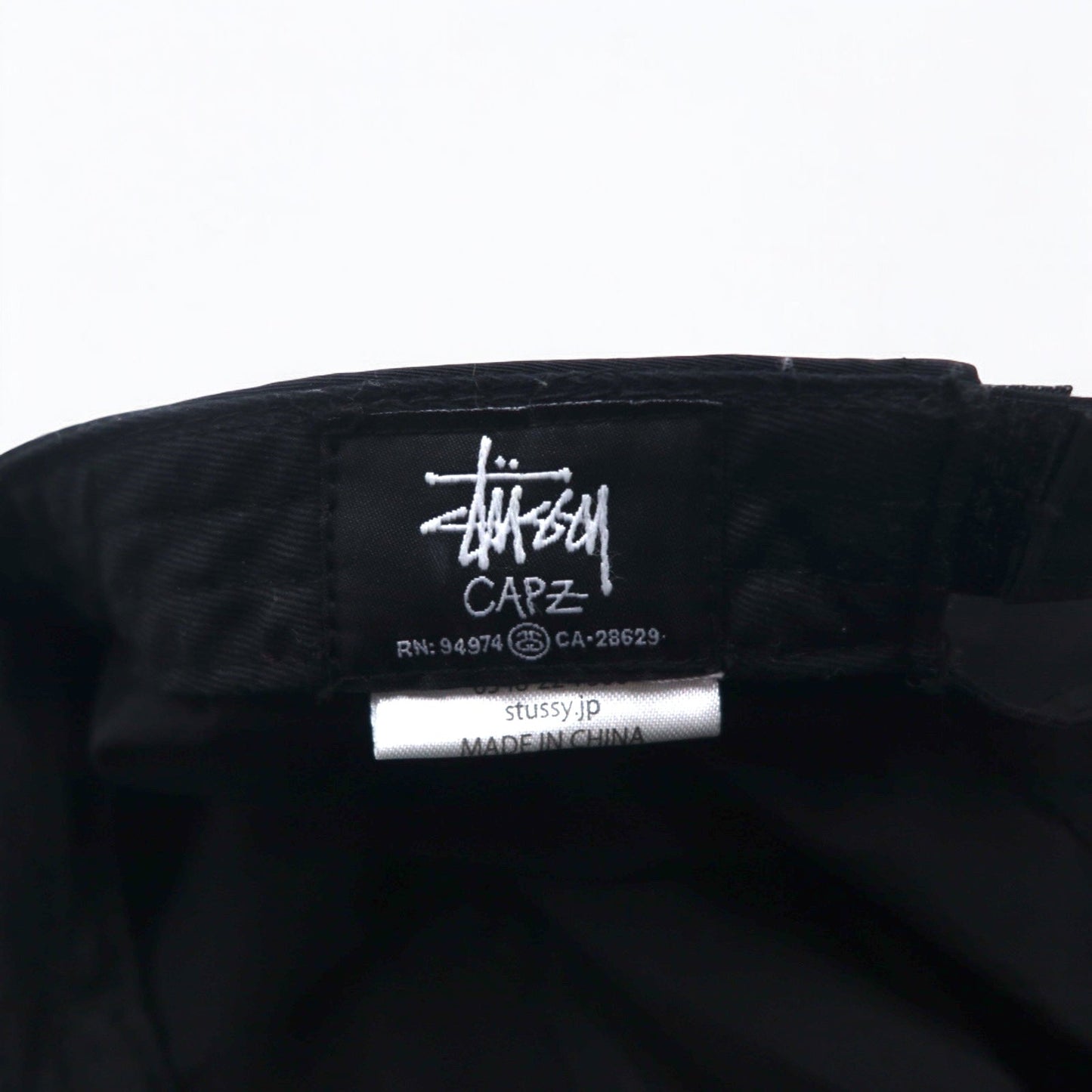Stussy CAPZ Snapback Work Cap, Free Size, Black, Velcro Closure