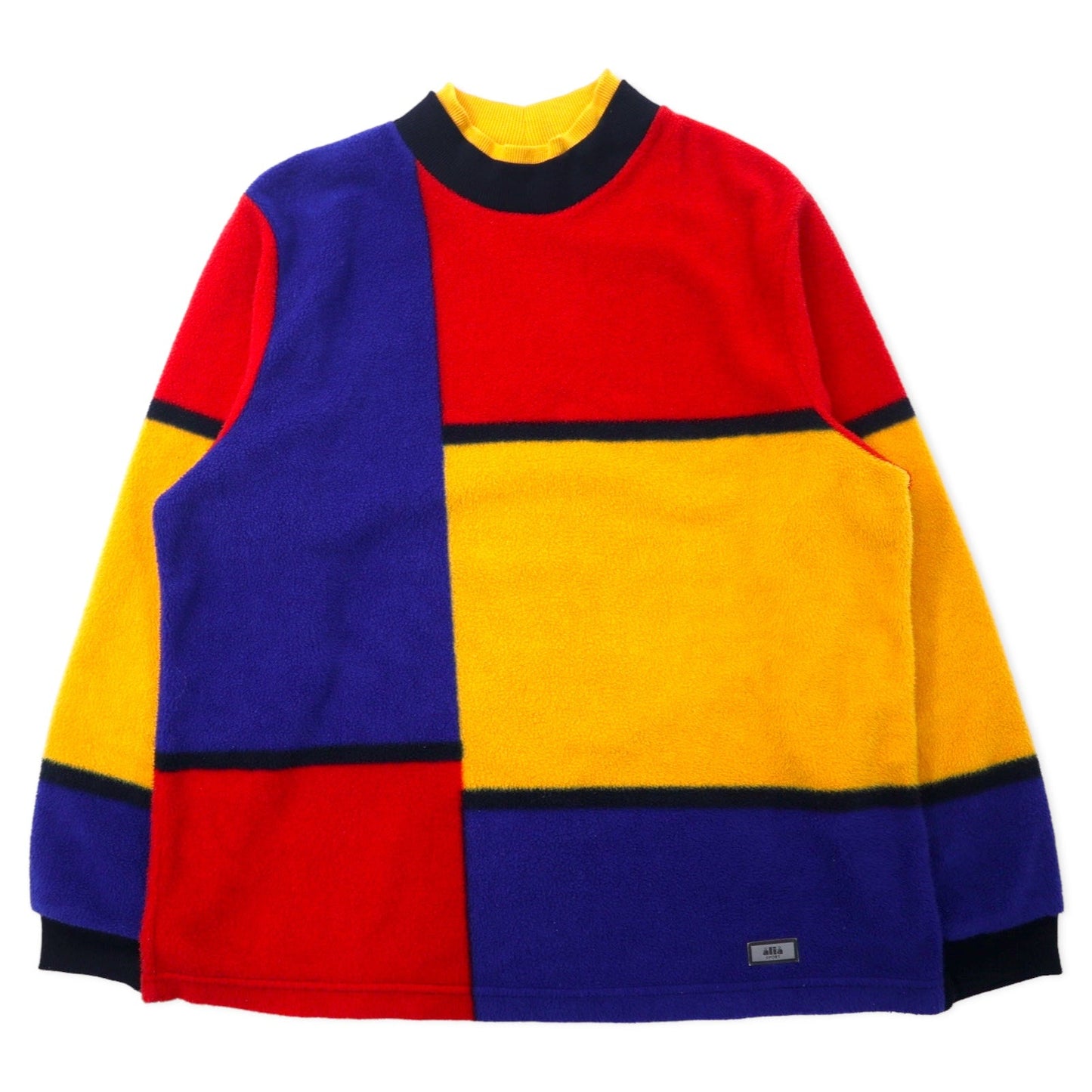 alia SPORT 90s Oversized Color Block Fleece Pullover, Size M, Multicolored Polyester, Crazy Pattern