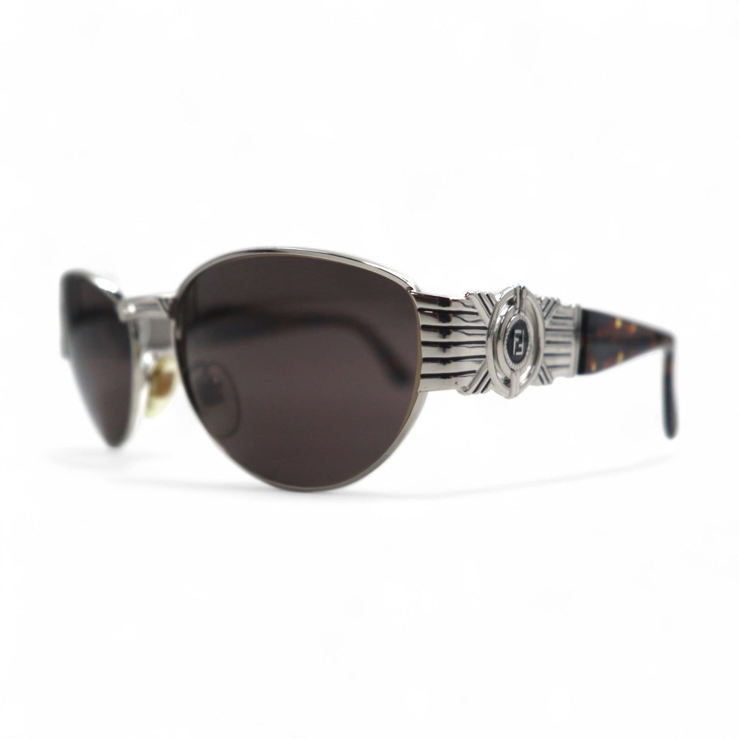 FENDI Vintage Boston Sunglasses, Metal Frame, Tortoiseshell, SL7033, Made in Italy