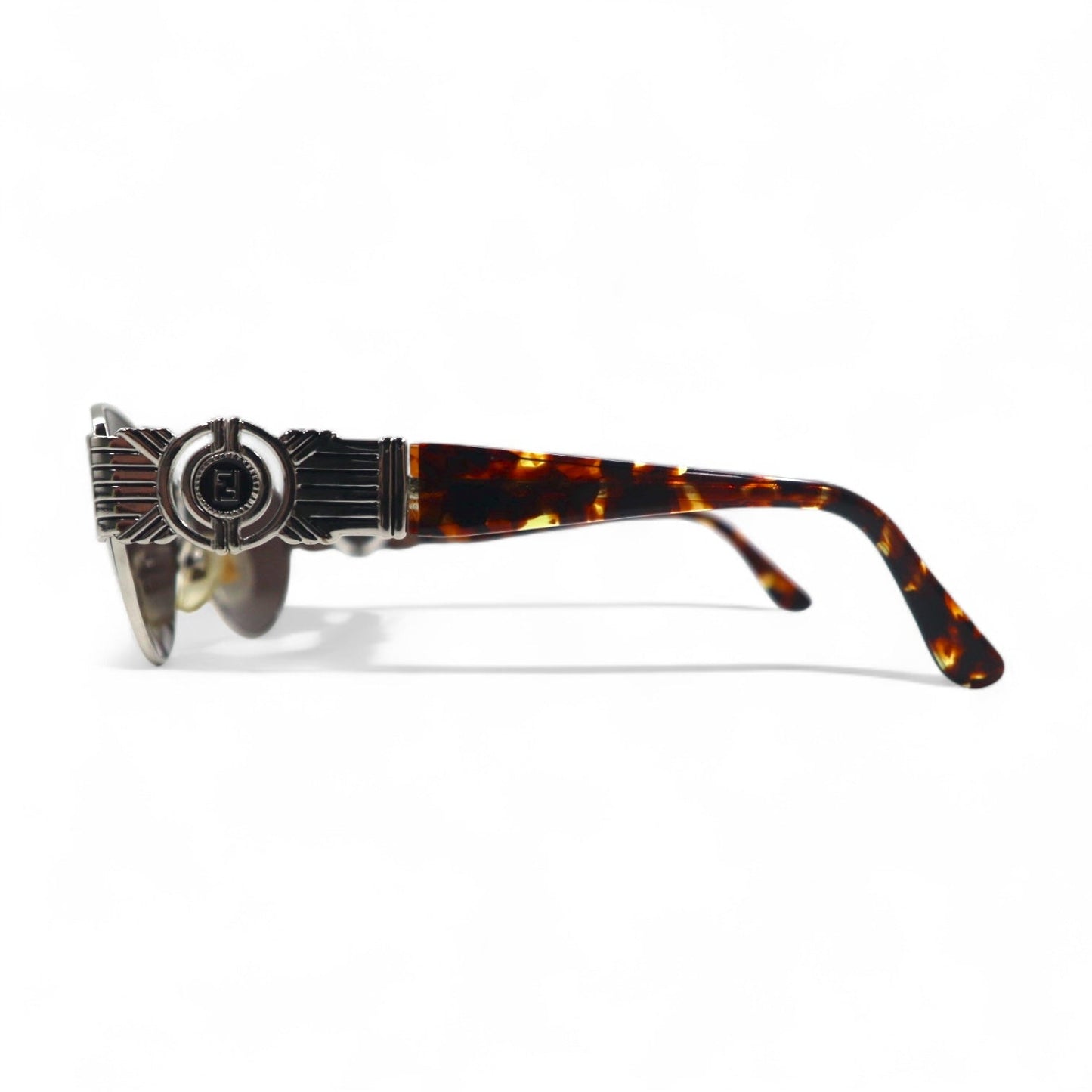 FENDI Vintage Boston Sunglasses, Metal Frame, Tortoiseshell, SL7033, Made in Italy