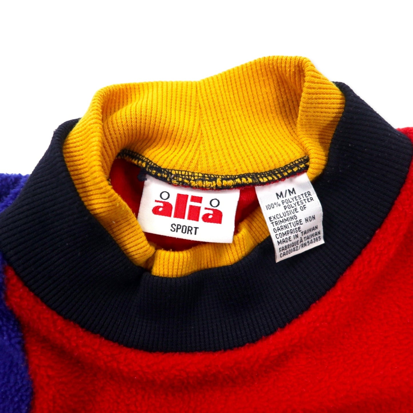 alia SPORT 90s Oversized Color Block Fleece Pullover, Size M, Multicolored Polyester, Crazy Pattern