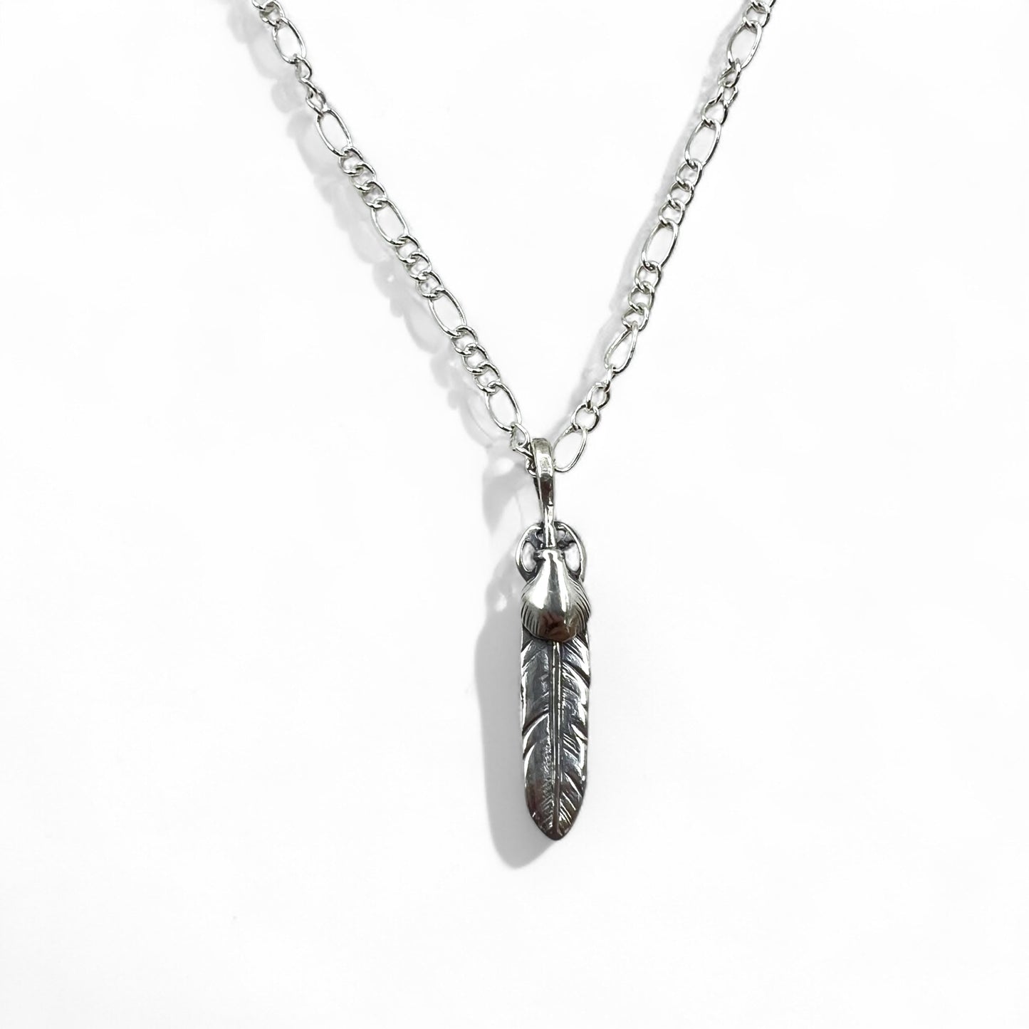 Vintage Silver Feather Necklace Heart Wheel Feather Necklace Silver 925
