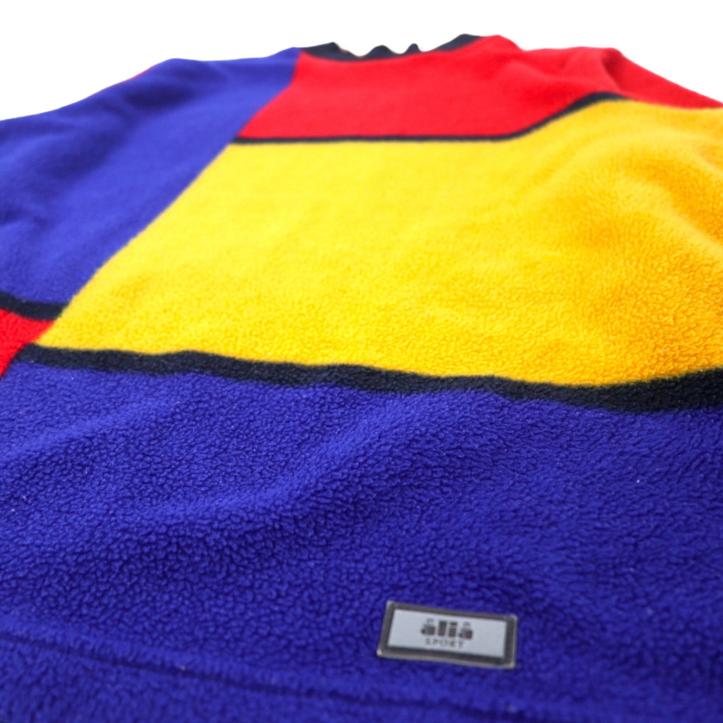 alia SPORT 90s Oversized Color Block Fleece Pullover, Size M, Multicolored Polyester, Crazy Pattern