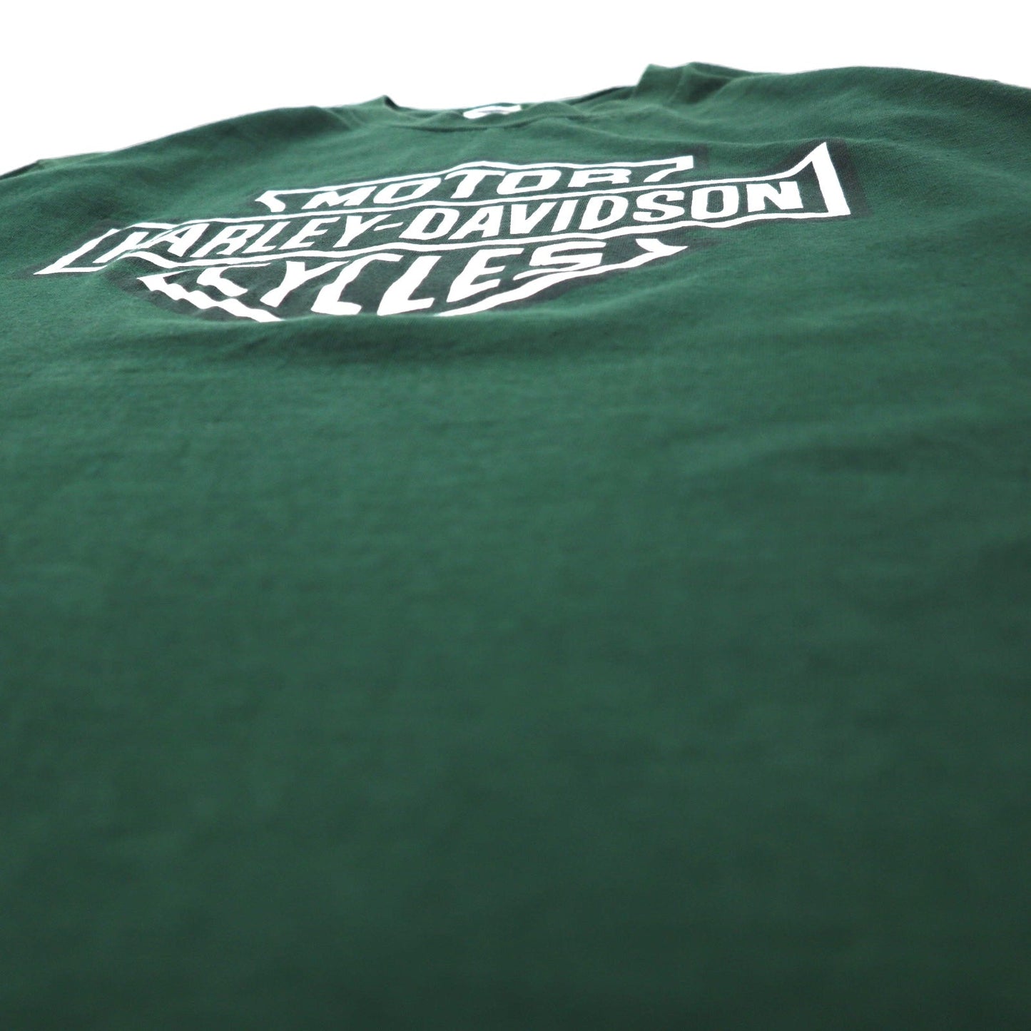 HARLEY DAVIDSON Made in USA Logo Print Long Sleeve T-Shirt, Green Cotton, DELTA, Size XL