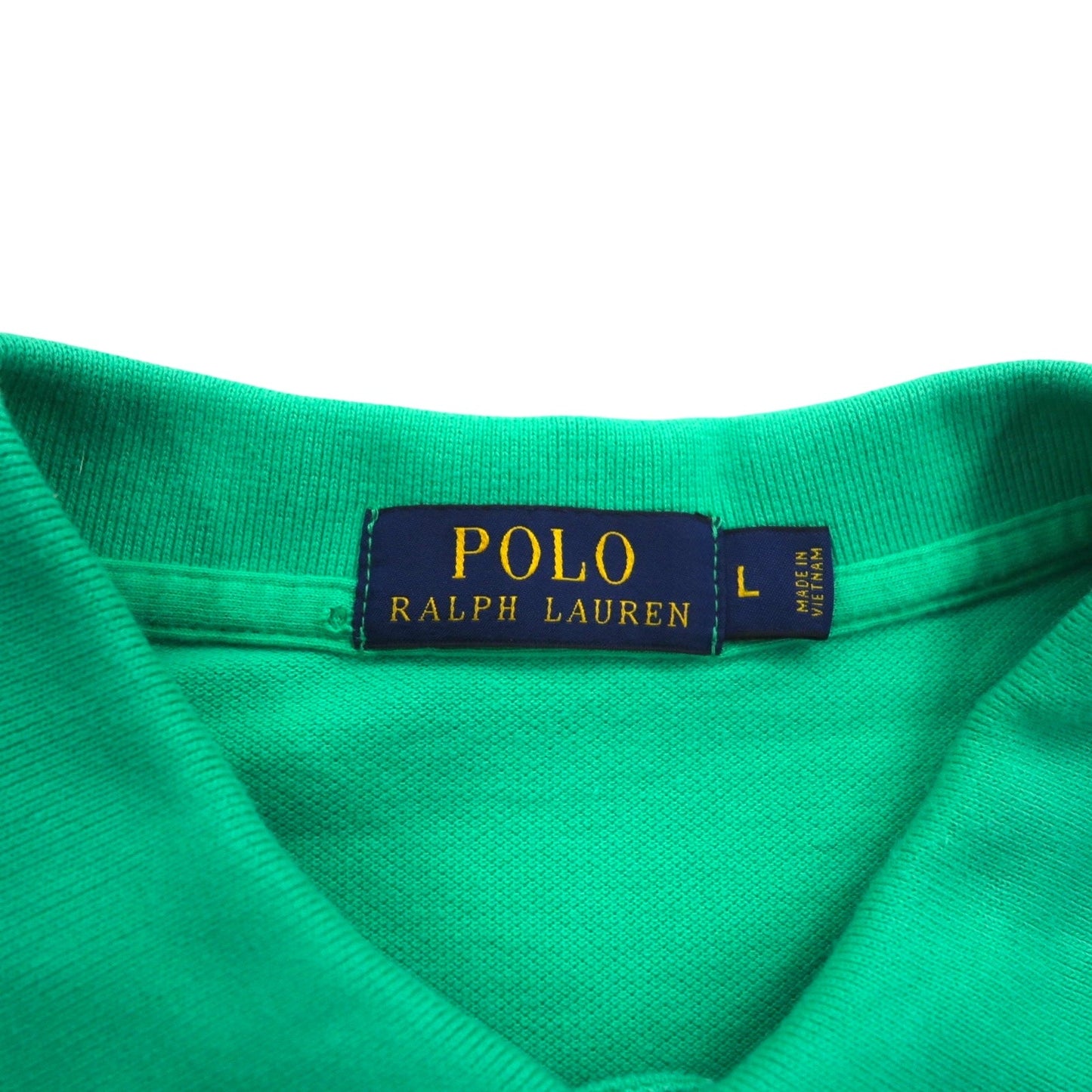 POLO RALPH LAUREN polo shirt, size L, green cotton, pique with small pony embroidery