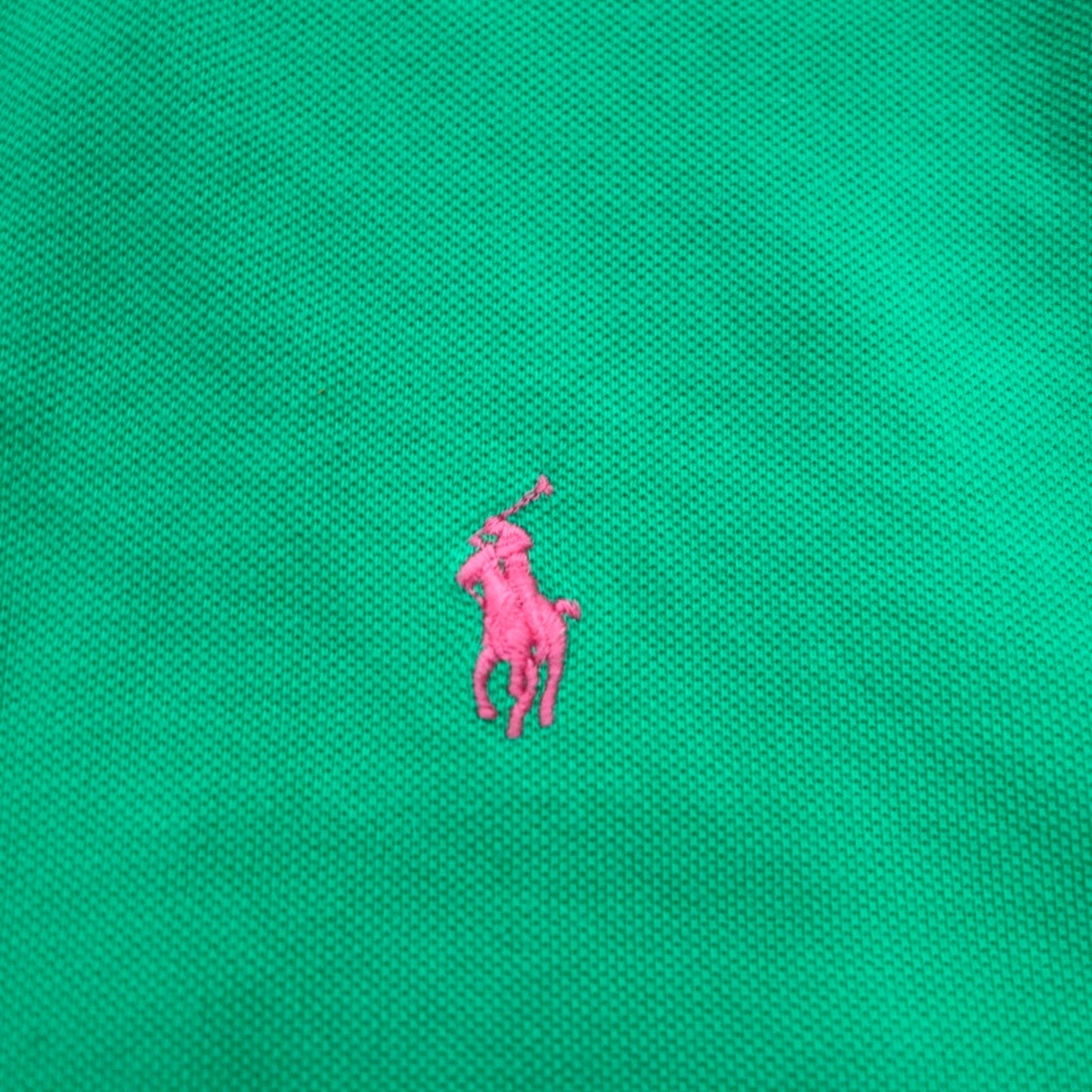 POLO RALPH LAUREN polo shirt, size L, green cotton, pique with small pony embroidery