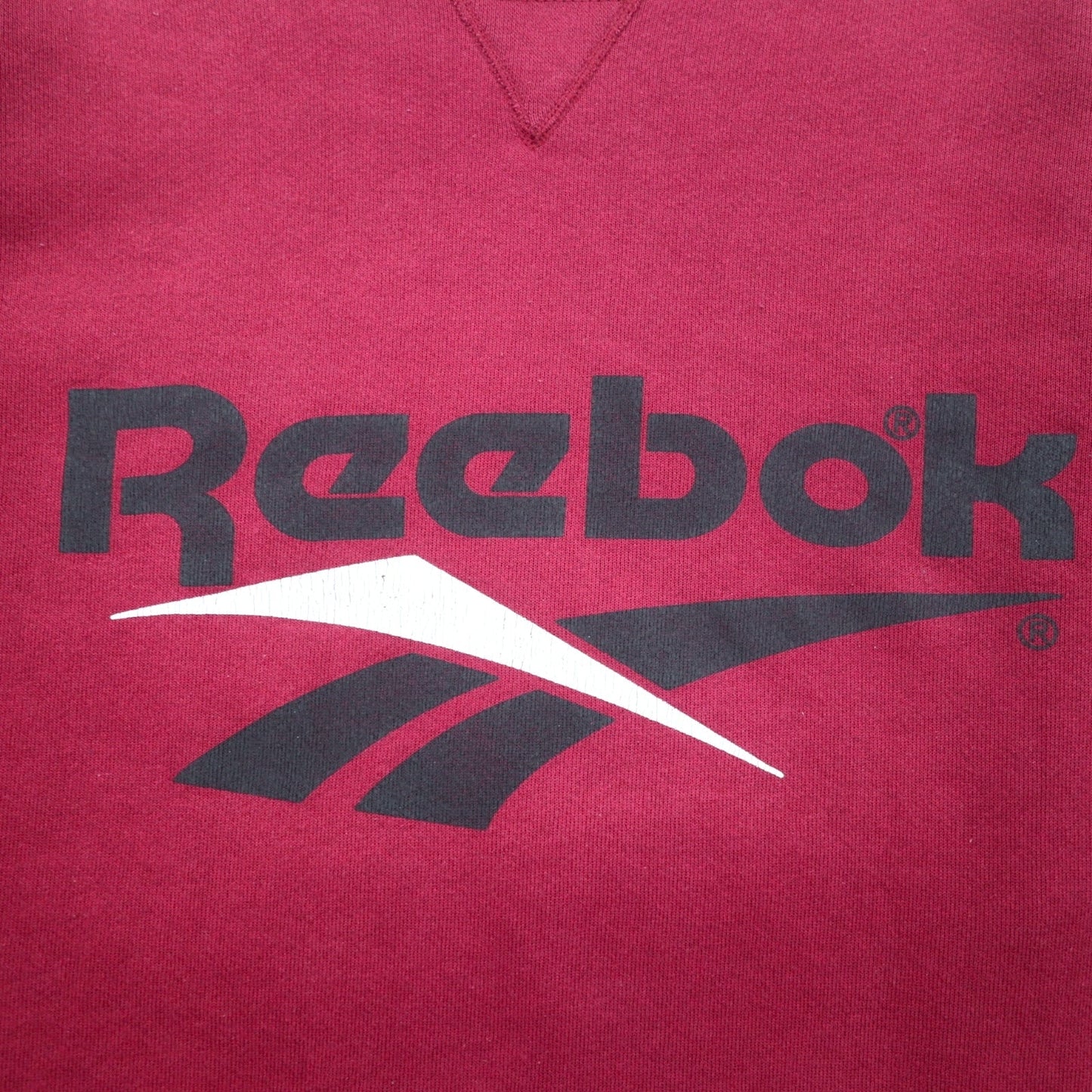Reebok 90年代 USA製 ベクターロゴ 前V スウェット L ボルドー コットン プリント