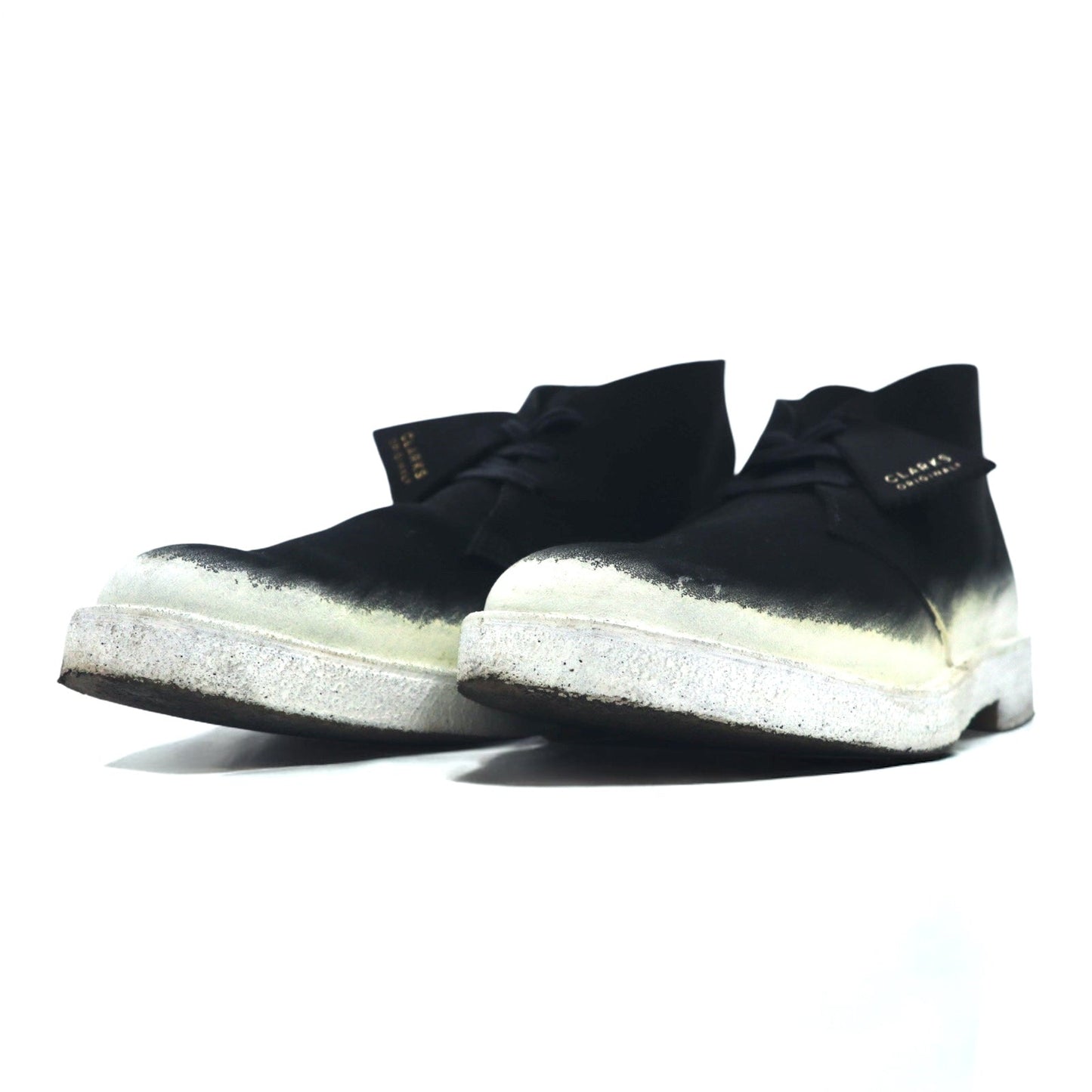 Clarks 70th Anniversary 221 Desert Boots, Made in Portugal, Size 26.5cm, Black Suede Leather, Painted, Custom Design, 22SP-I