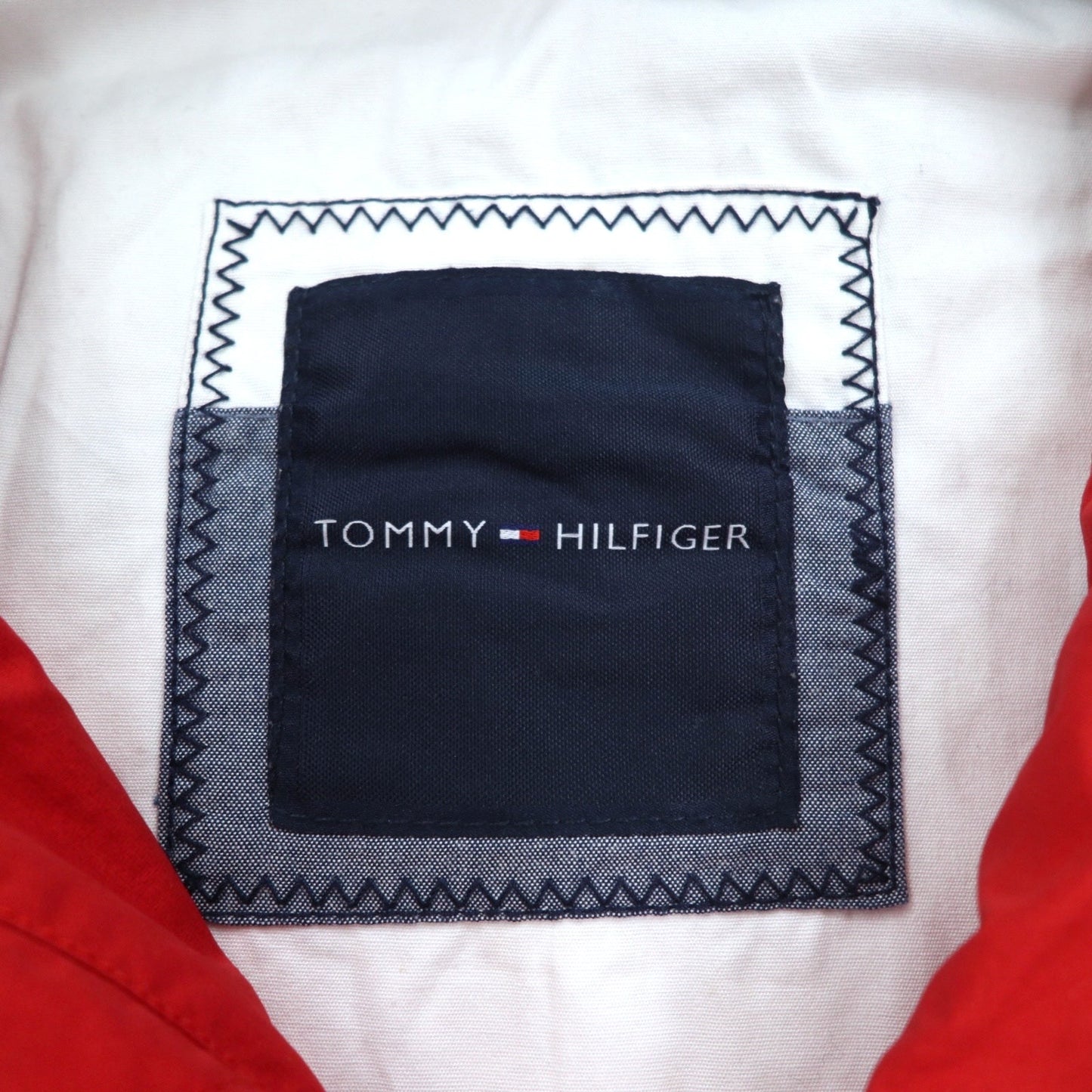 TOMMY HILFIGER Sailing Jacket Mountain Parka, Size M, Red Tricolor, Double Zip, Detachable Hood