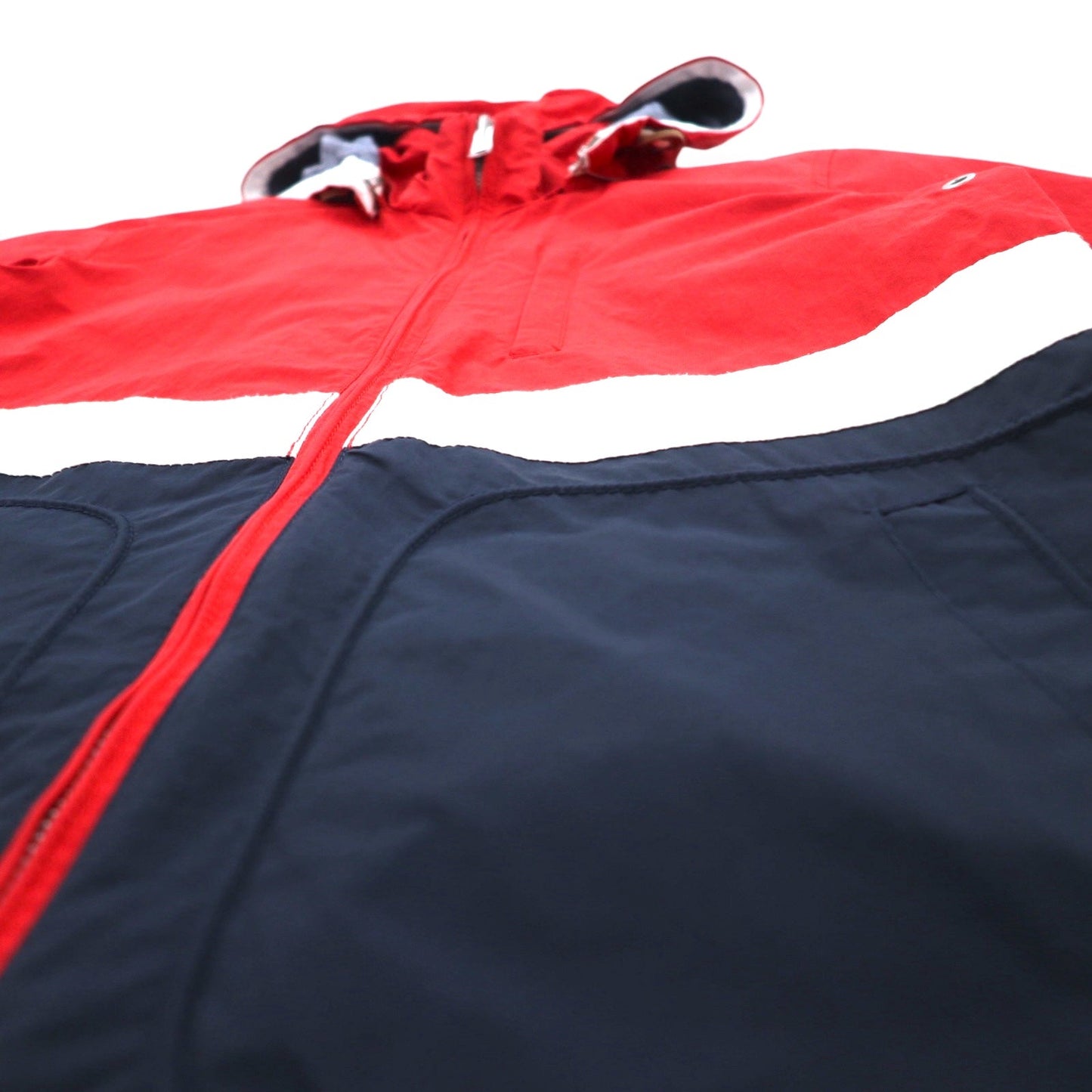 TOMMY HILFIGER Sailing Jacket Mountain Parka, Size M, Red Tricolor, Double Zip, Detachable Hood