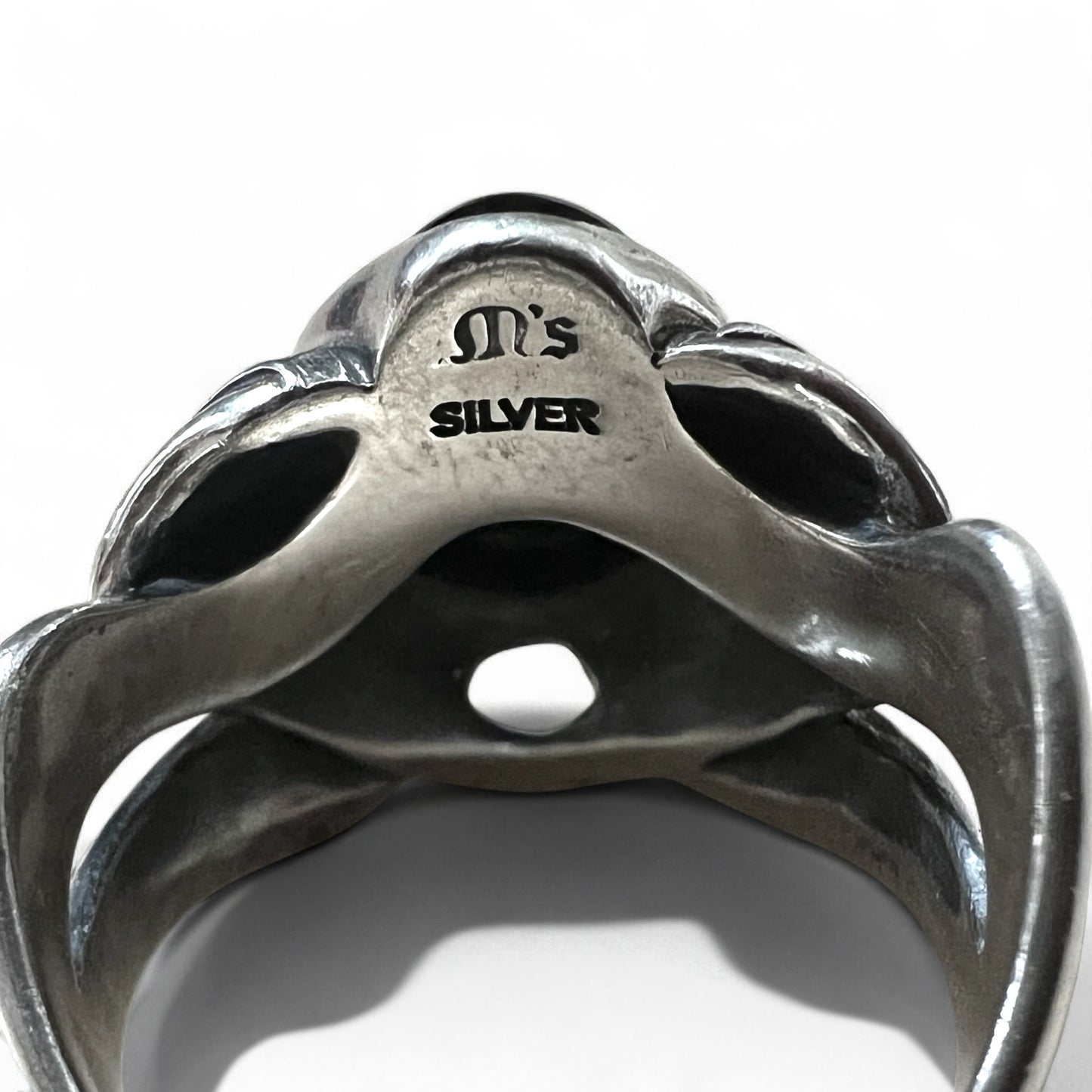 M's COLLECTION Onyx Stone Tribal Ring, Size 20, Silver