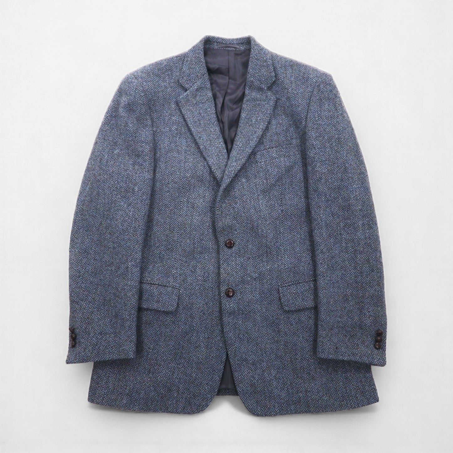 Harris Tweed スコットランド製 ツイード 2B テーラードジャケット ブレザー L ネイビー ウール 100th ANNIVERSARY LIMITED EDITION