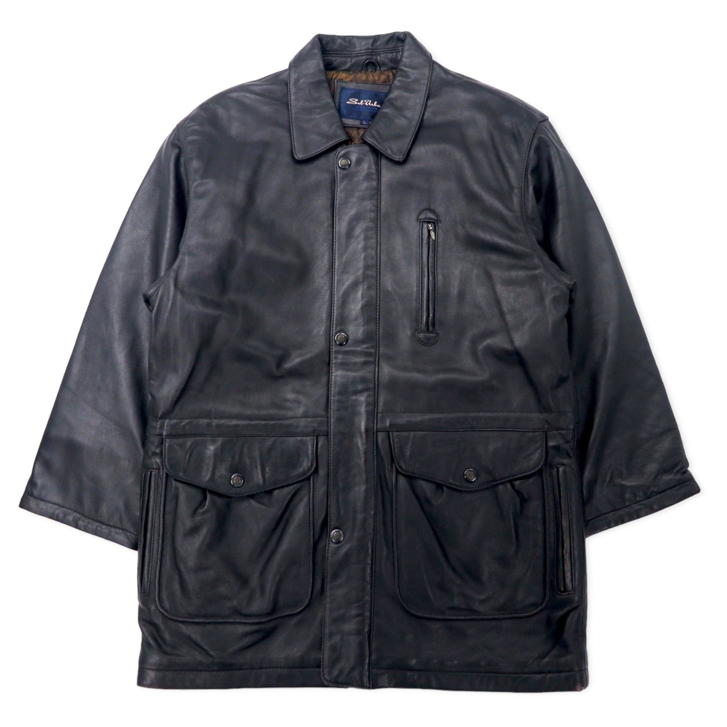 Sub Urban Lambskin Car Coat, Large, Black, with Quilted Sheepskin Lining