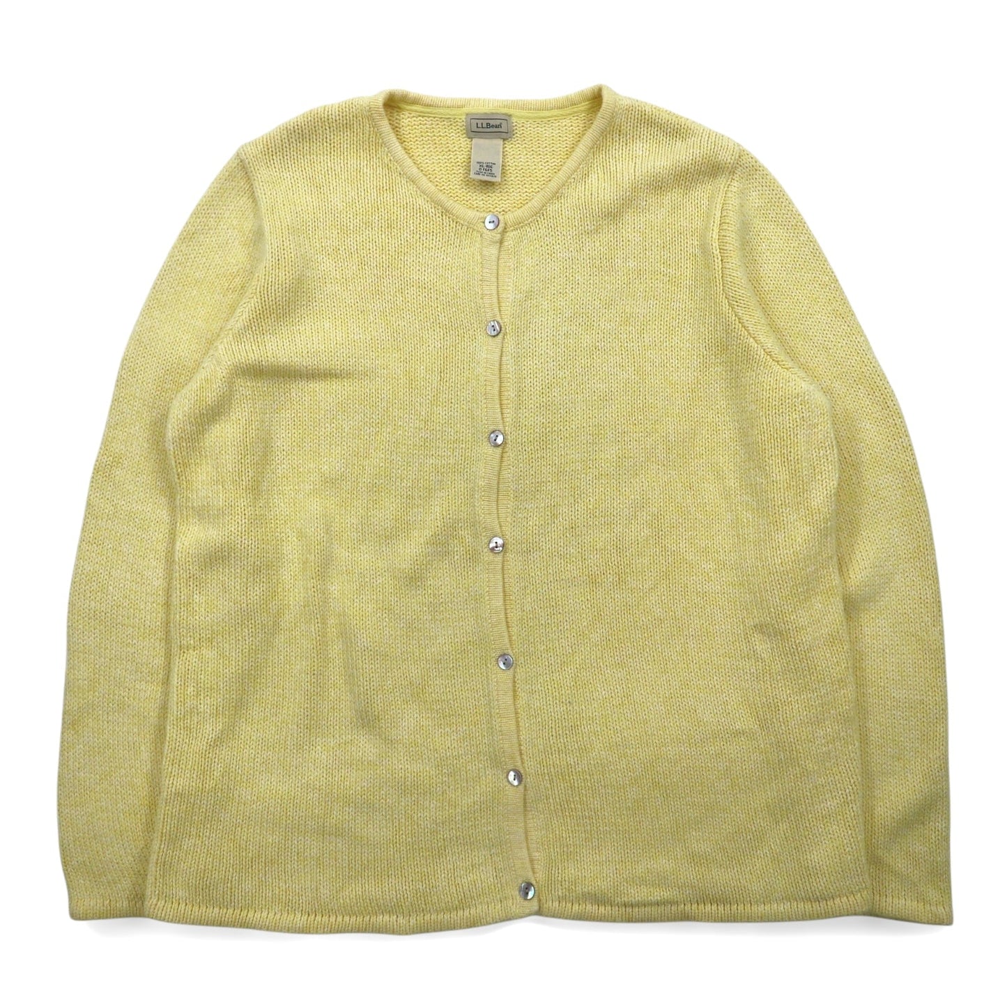 LLBean 90s Cotton Knit Cardigan, XL, Yellow, FGF5