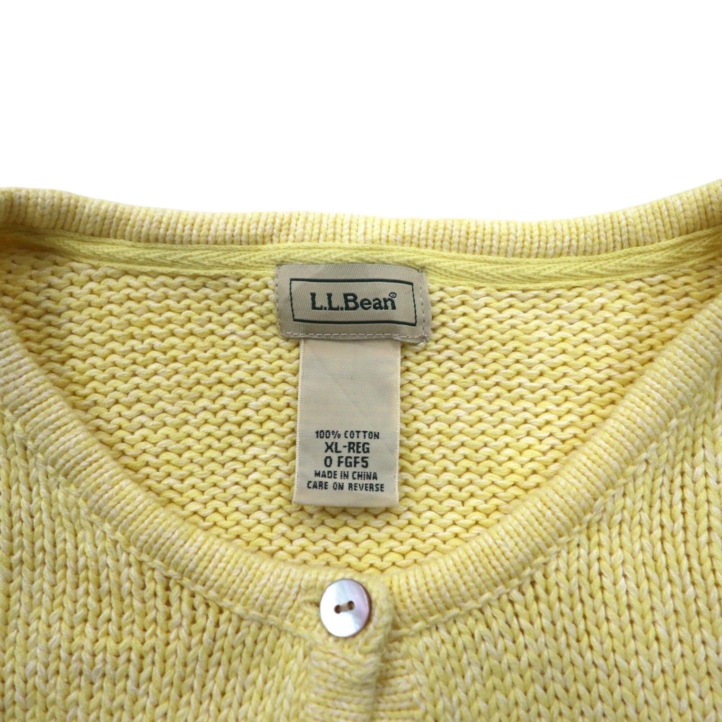 LLBean 90s Cotton Knit Cardigan, XL, Yellow, FGF5