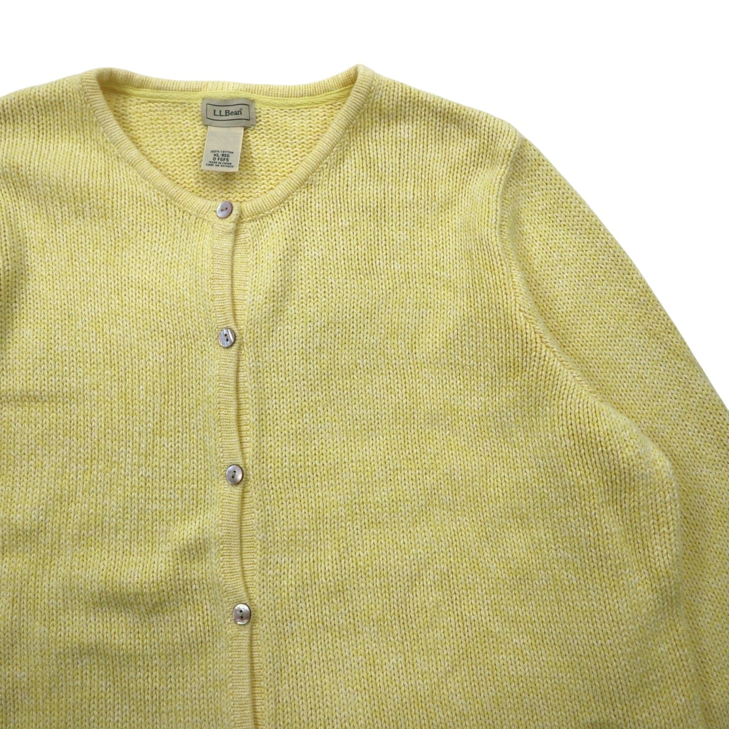 LLBean 90s Cotton Knit Cardigan, XL, Yellow, FGF5