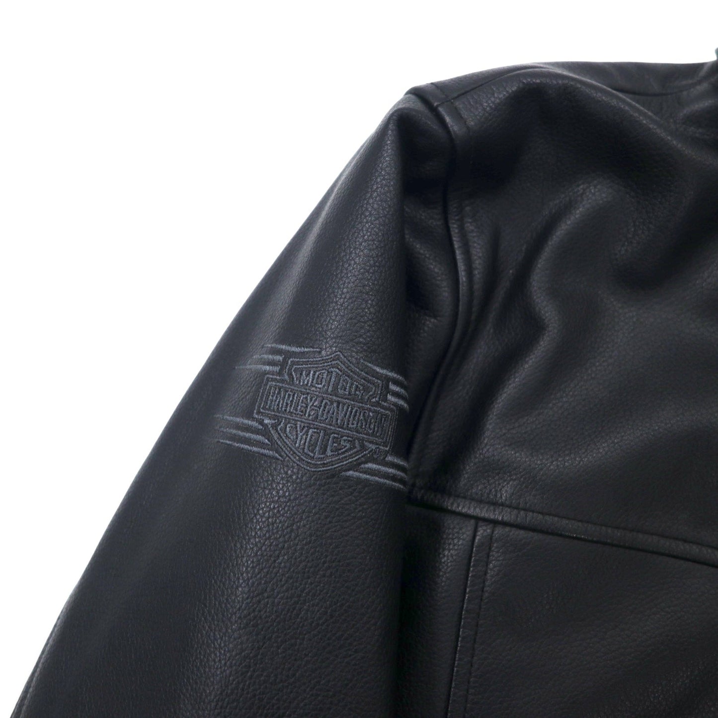 HARLEY DAVIDSON G-1 Leather Flight Jacket/Rider's Jacket, Size M, Black, Grained Leather, Detachable Fleece Collar, Embroidered Back Logo