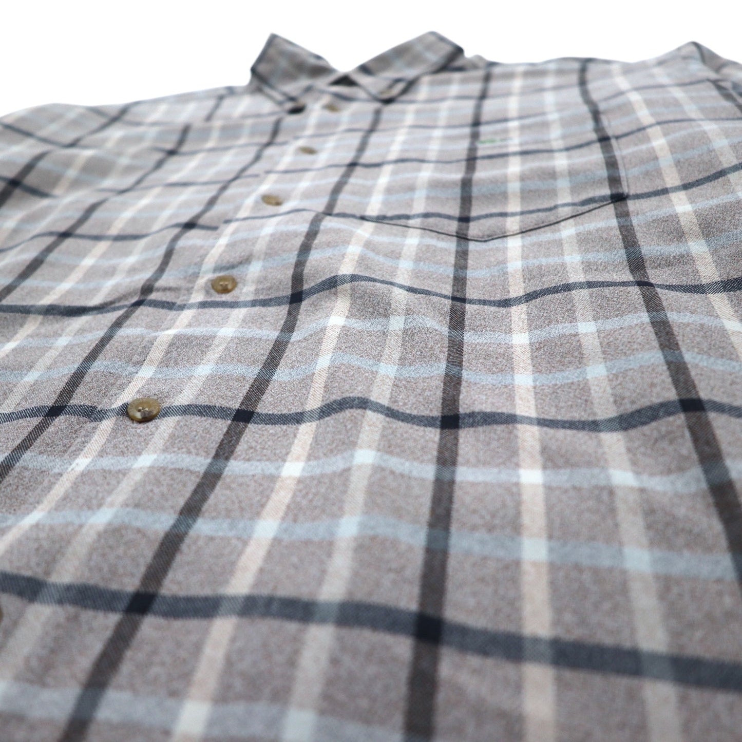 LACOSTE Oversized Button-Down Shirt, Size M, Gray, Windowpane Check, One-Point Logo
