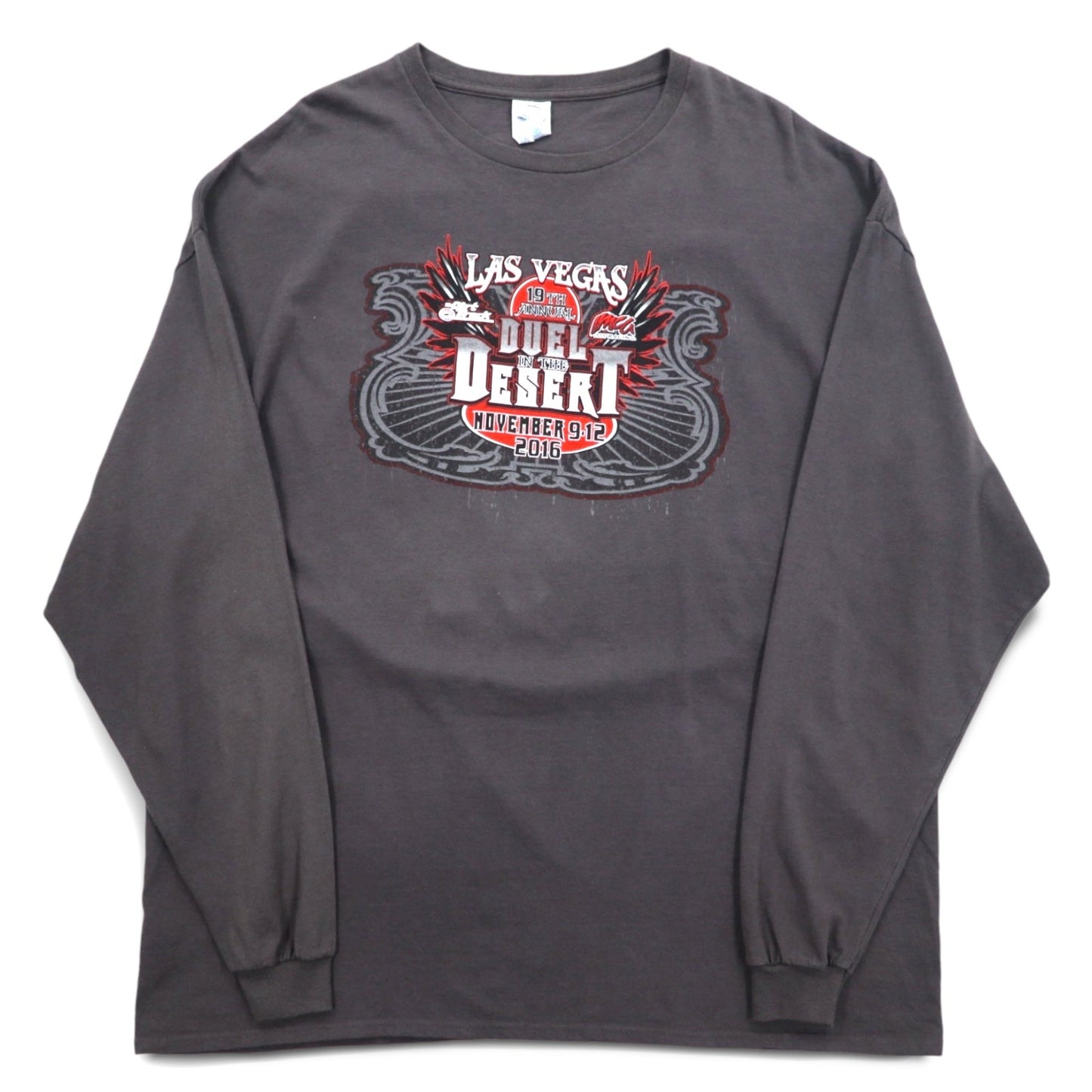 DELTA Long Sleeve T-Shirt, Size 3XL, Gray, Double-Sided Print, Racing Car, DUEL IN THE DESERT