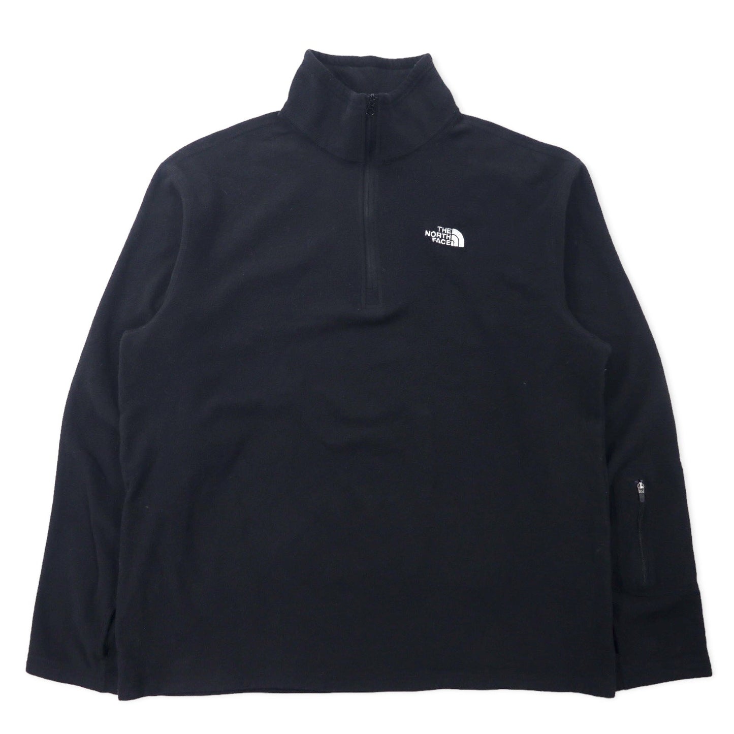 THE NORTH FACE Half-Zip Fleece Jacket, Size L, Black, Polyester, with Embroidered Logo