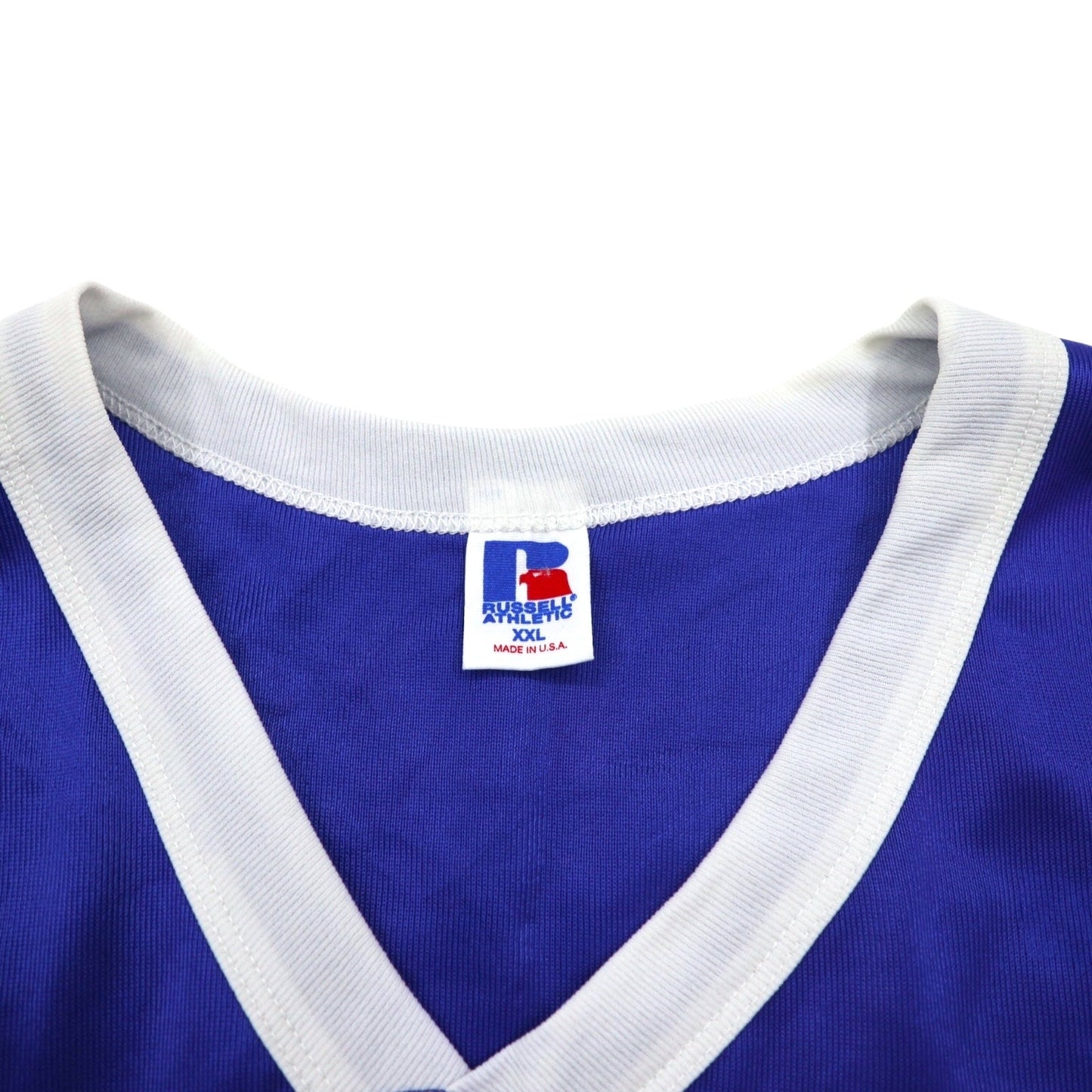 RUSSELL ATHLETIC USA Made 90s Game Shirt, Size 2XL, Blue Nylon, Numbered