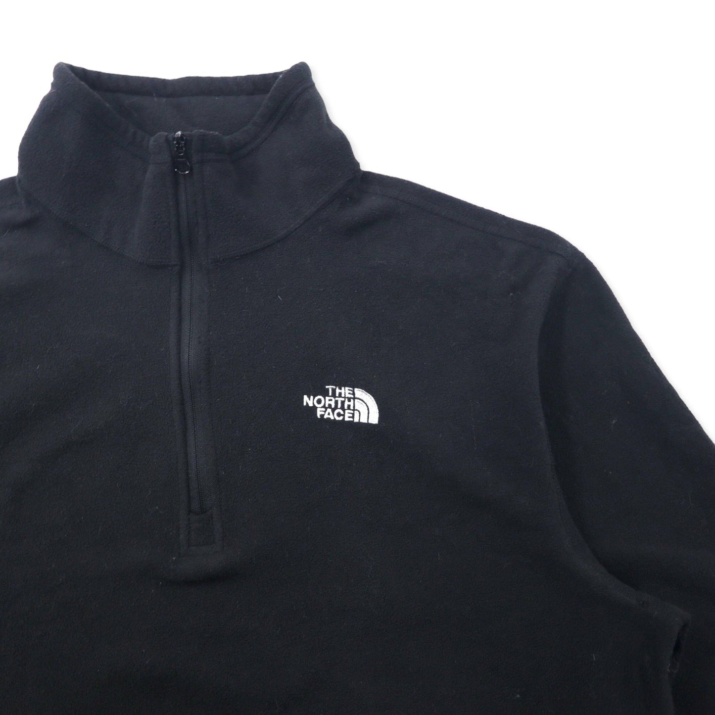 THE NORTH FACE Half-Zip Fleece Jacket, Size L, Black, Polyester, with Embroidered Logo