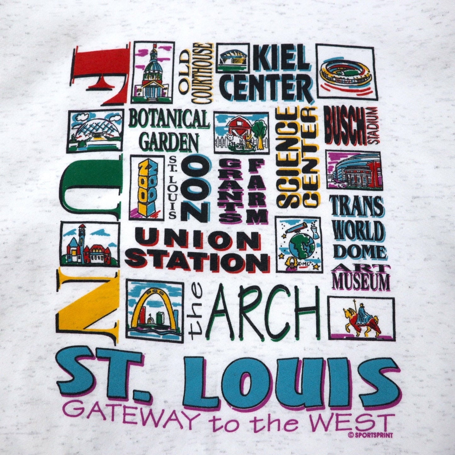 Lee USA Made 90s Printed Sweatshirt, XL, White, Cotton, St. Louis, Fleece-Lined, Oversized