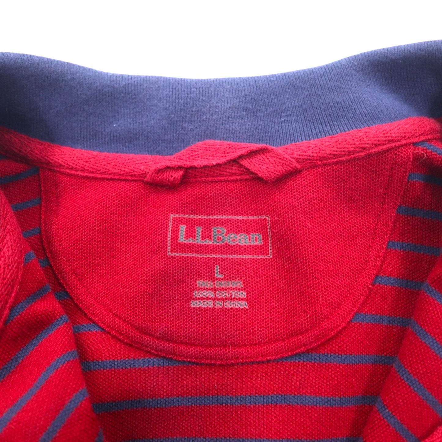L.L.Bean ハーフジップ スウェット L レッド ネイビー ボーダー コットン 鹿の子
