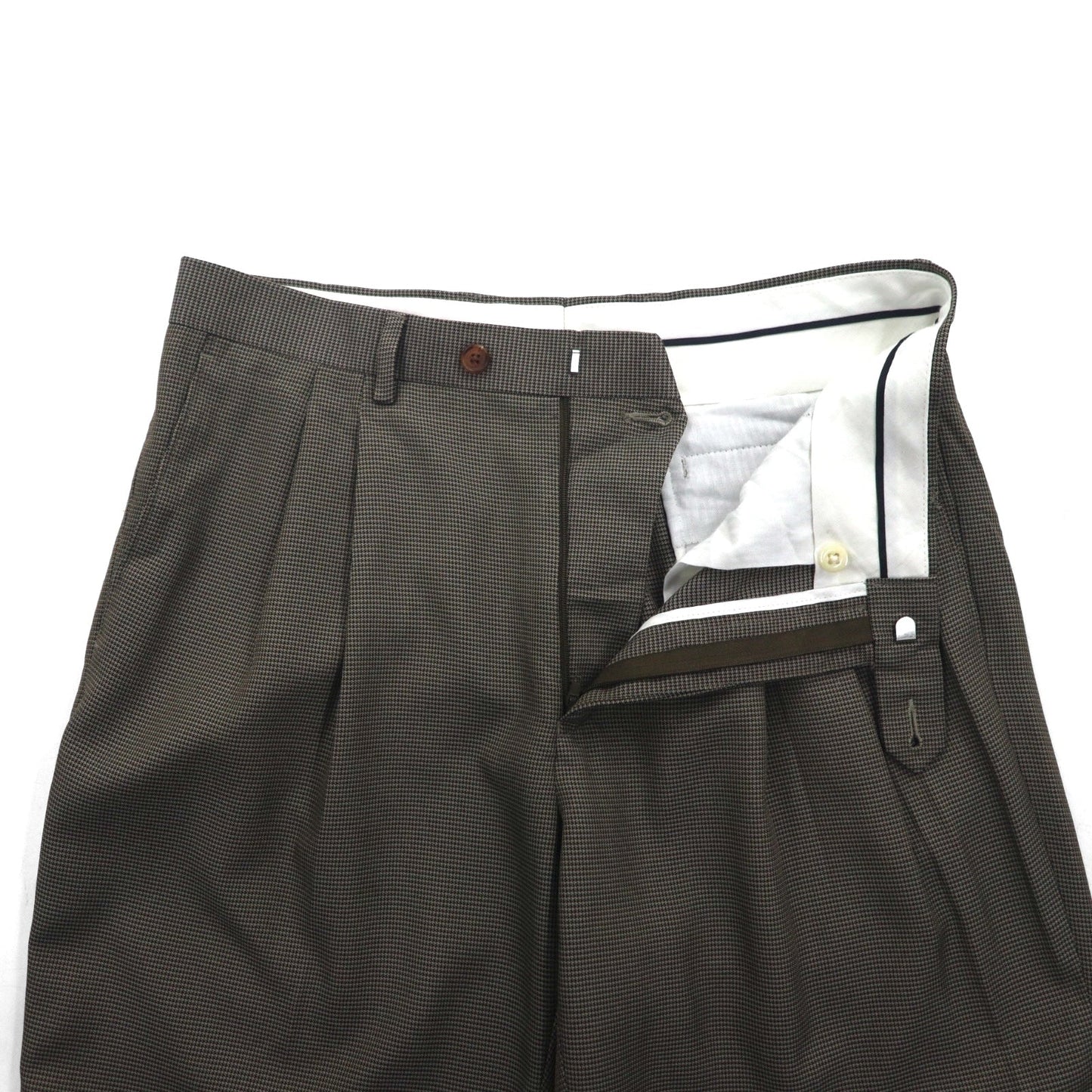 Ralph Lauren 90年代 2タック プリーツ スラックス パンツ M グレー ガンクラブチェック WASHABLE ダブルカフス