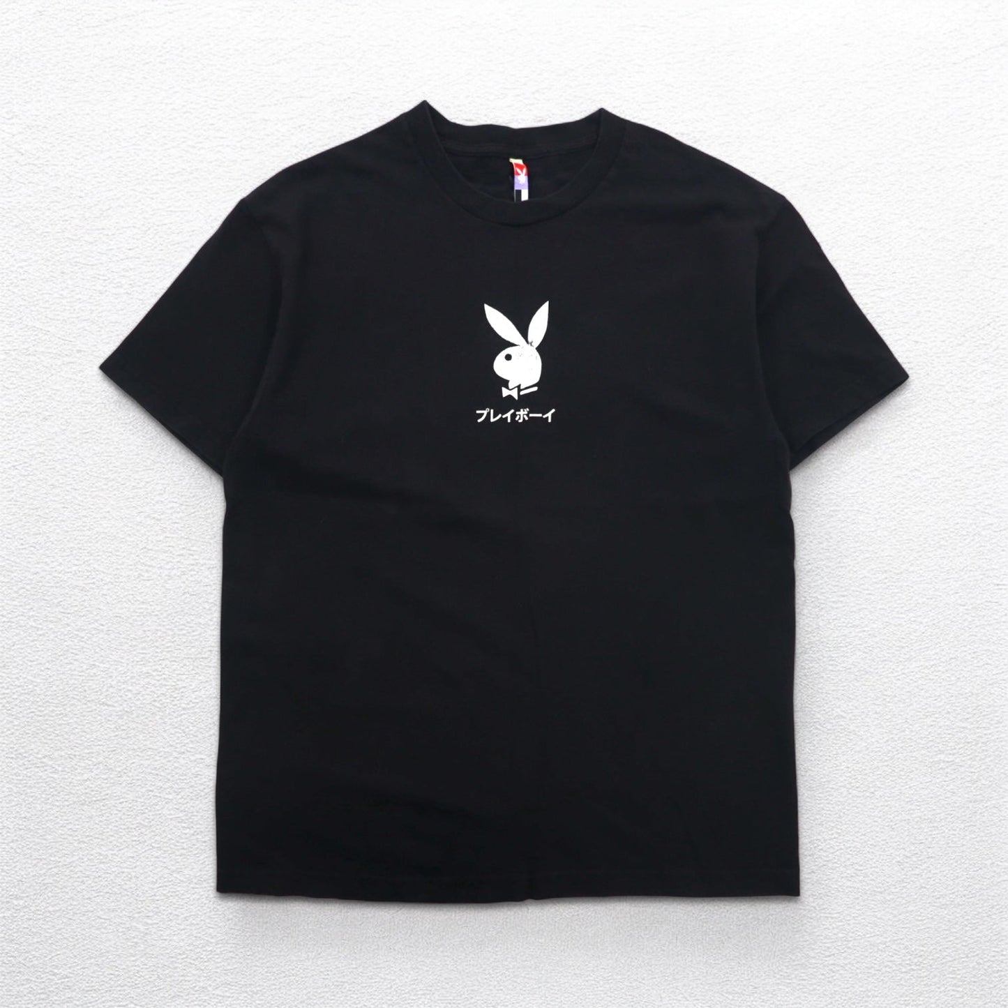 PLAYBOY Japanese Katakana TOKYO JAPAN Anime T-Shirt, Size L, Black, Cotton, Back Print