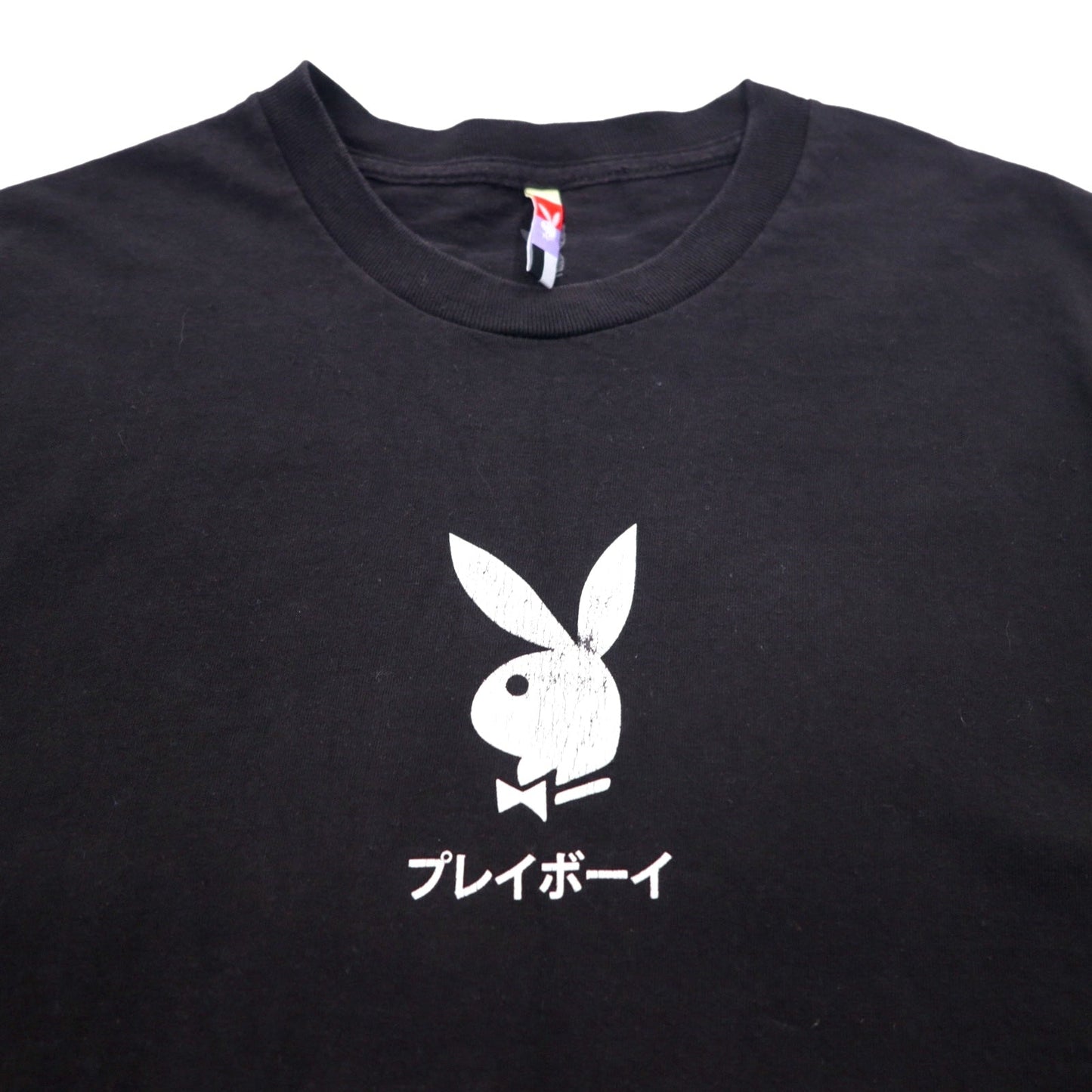 PLAYBOY Japanese Katakana TOKYO JAPAN Anime T-Shirt, Size L, Black, Cotton, Back Print